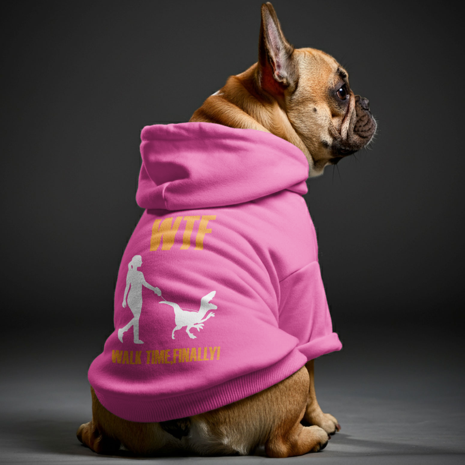 Walk French Bulldog Fleece Hoodie for Outdoor Adventures-fadou