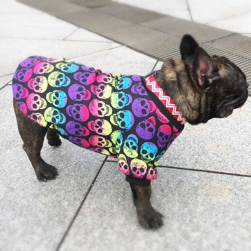 Skull French Bulldog Cotton Tee for Brachycephalic Dogs-fadou
