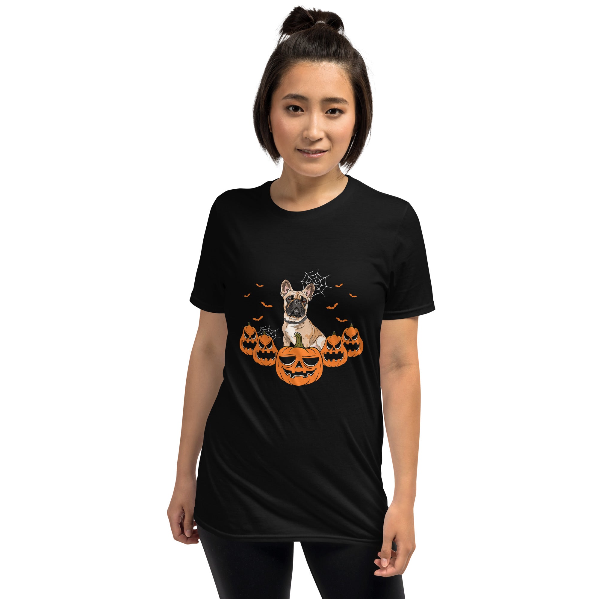 Frenchiegraph Halloween Cotton T-Shirt for Bulldog Owners-fadou