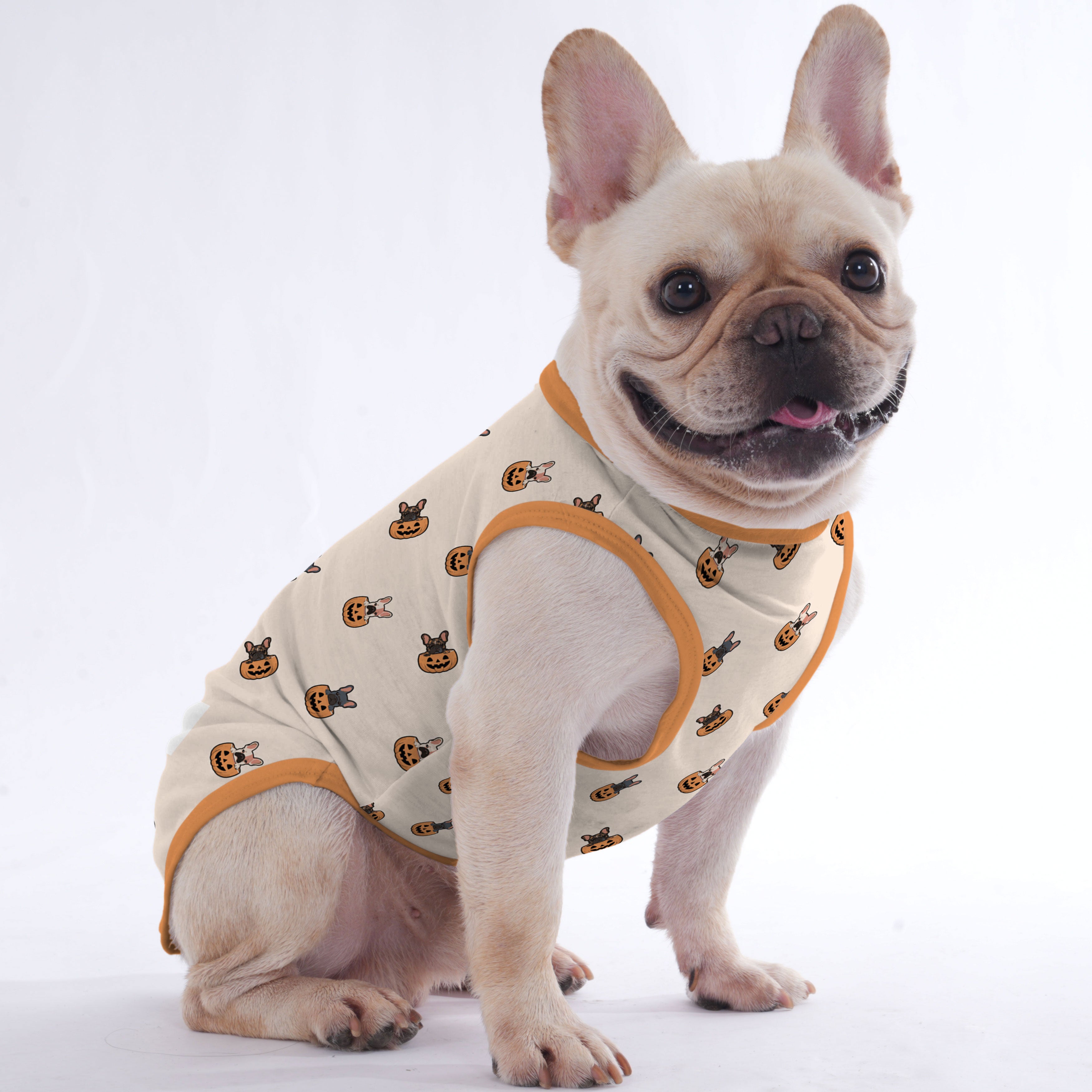 French Bulldog Halloween Cotton Tee for Training Sessions-fadou