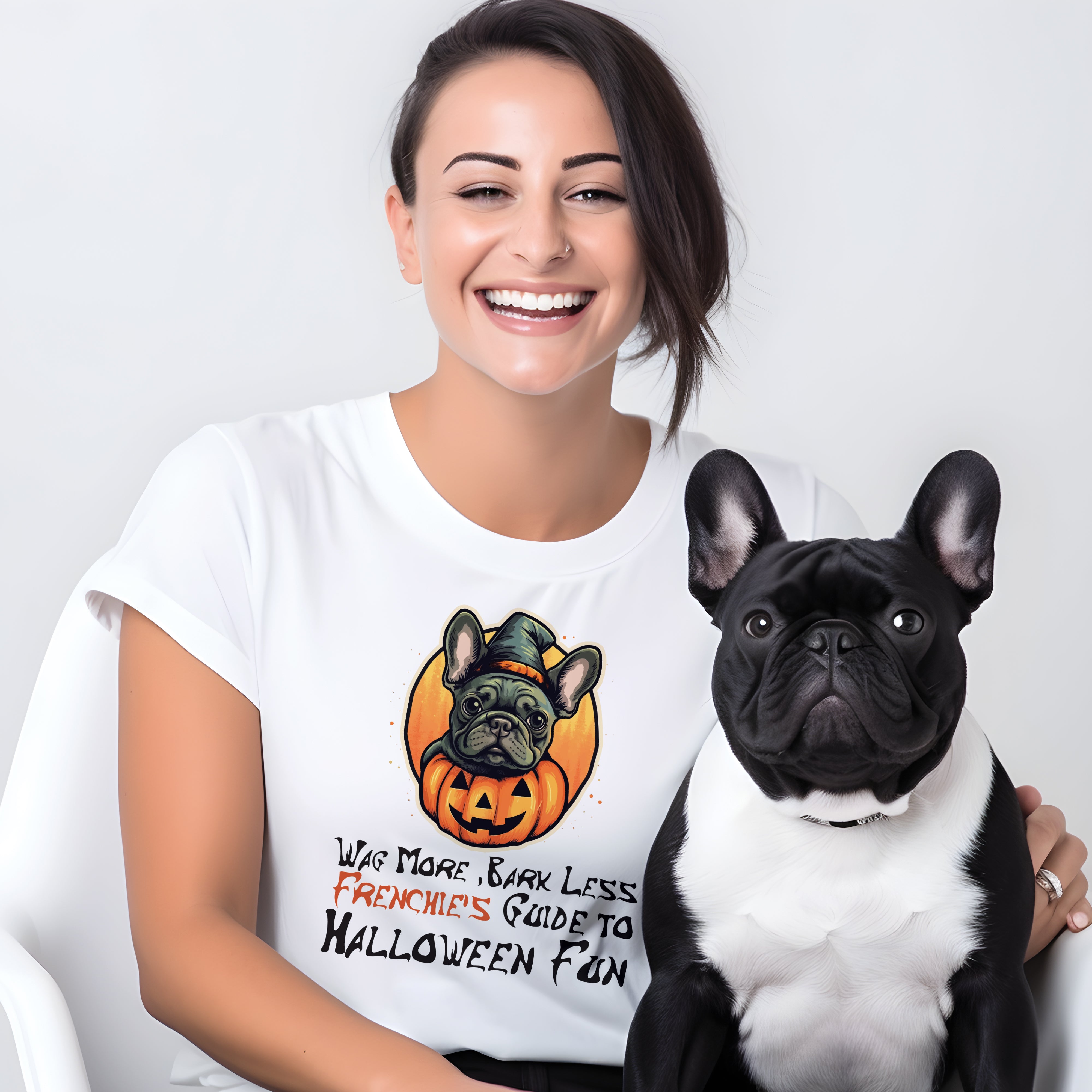 French Bulldog Halloween Cotton T-Shirt for Bulldog Owners-fadou