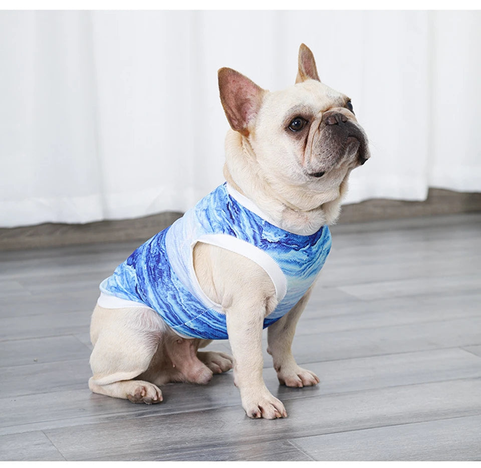 FrostyPet Frenchie Summer Cooling Vest for Dog Park Days-fadou