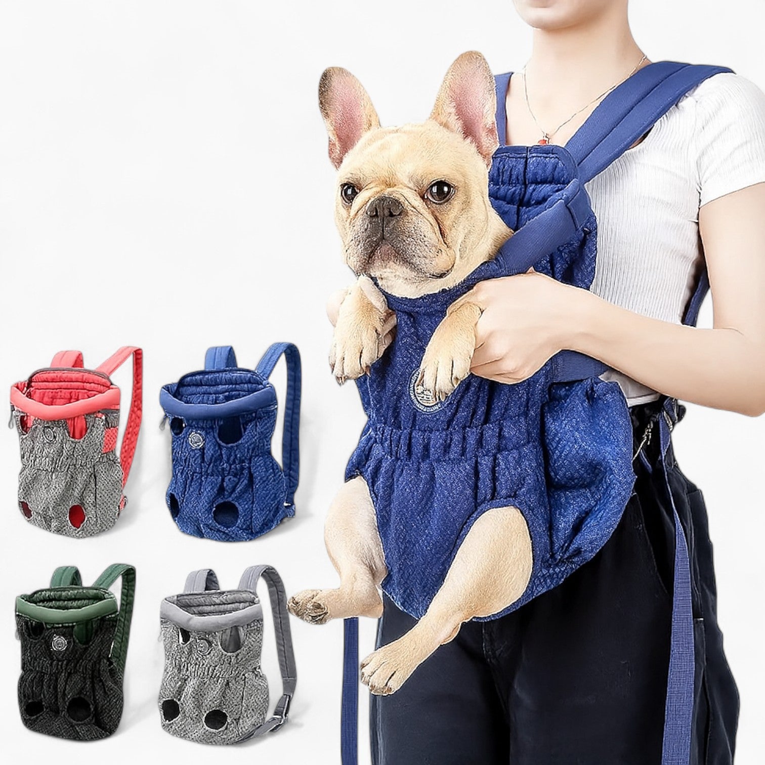 French Bulldog Breathable Travel Sling for Flat-Face Breeds-fadou