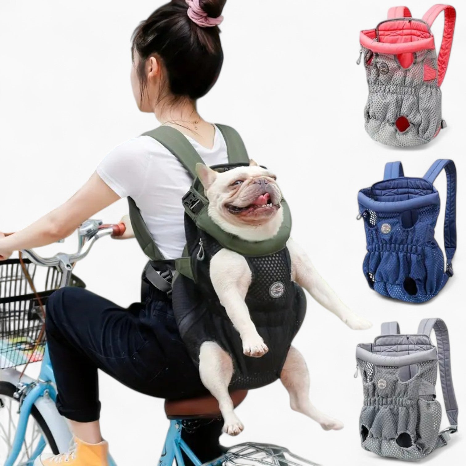 French Bulldog Breathable Travel Sling for Flat-Face Breeds-fadou