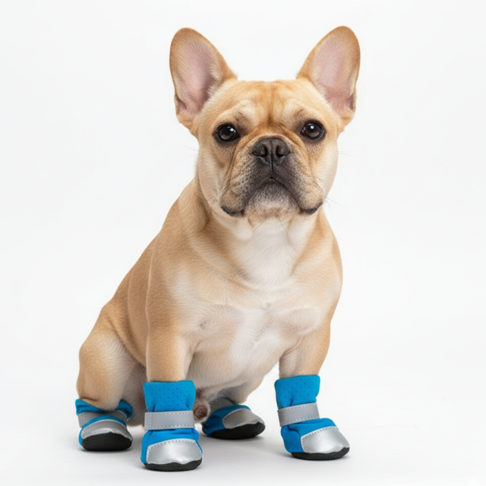 French Bulldog Reflective Leather Boots for Pet Parents-fadou
