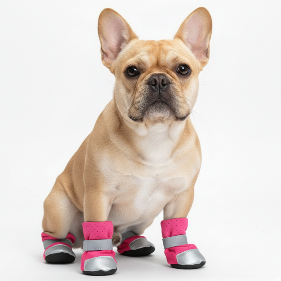 French Bulldog Reflective Leather Boots for Pet Parents-fadou
