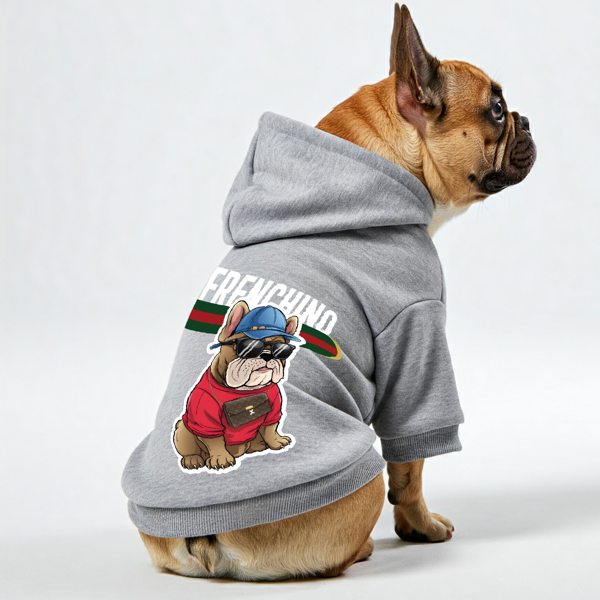 Frenchie Personalized Fleece Hoodie for Flat-Face Breeds-fadou