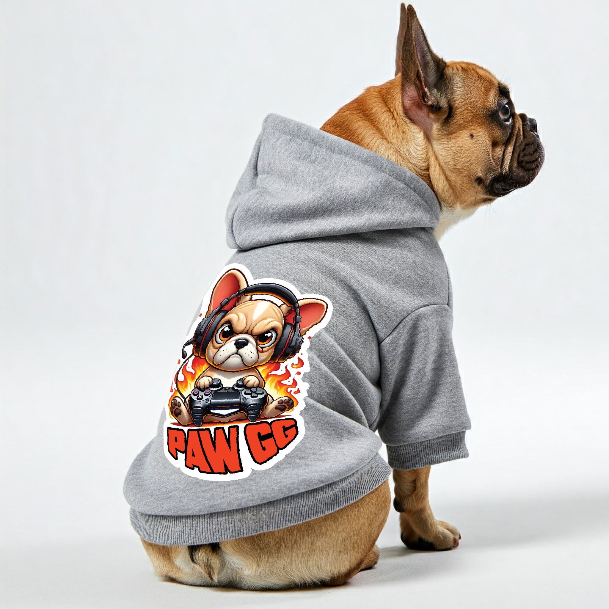 Paw French Bulldog Fleece Hoodie for Brachycephalic Dogs-fadou