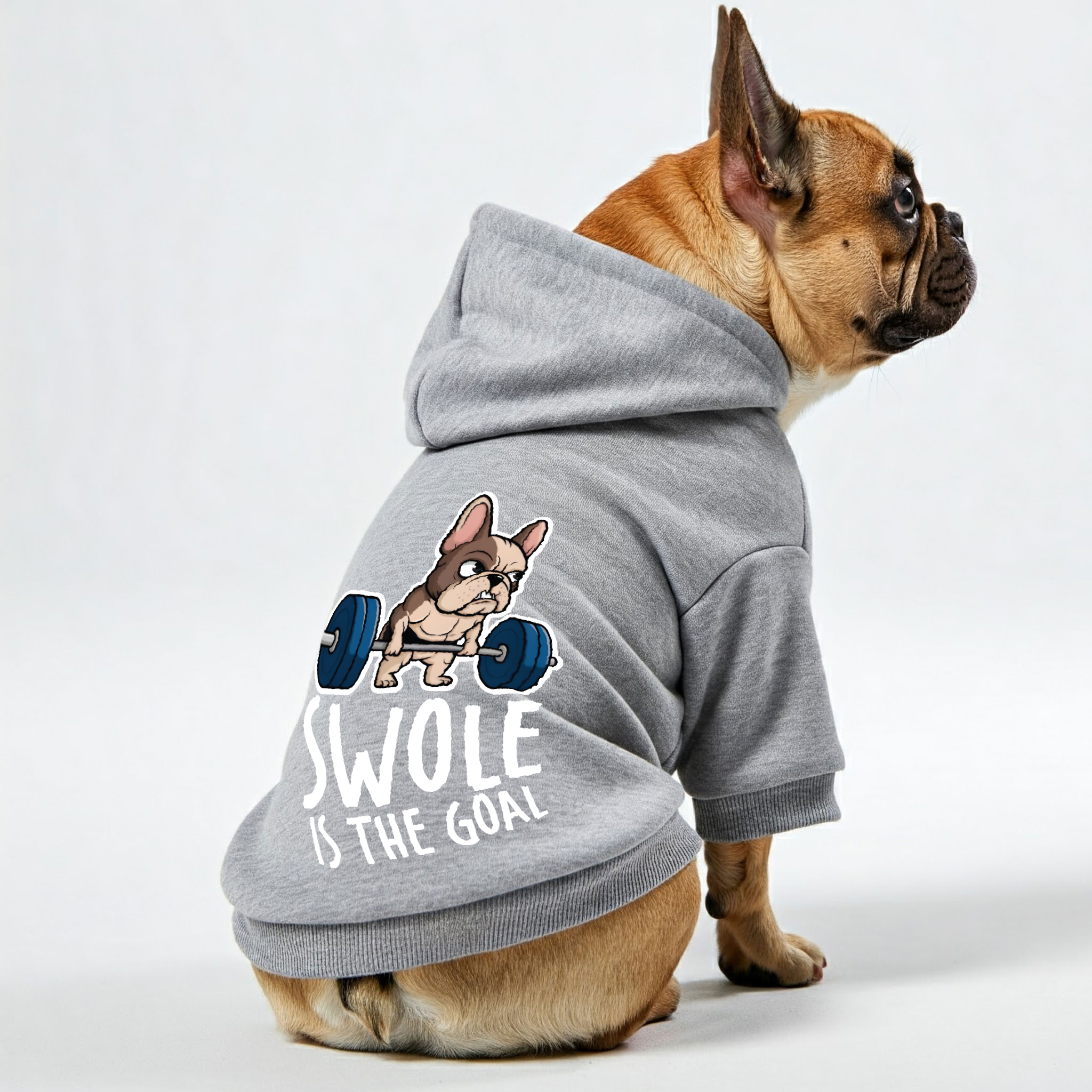 Swole French Bulldog Fleece Hoodie for Brachycephalic Dogs-fadou