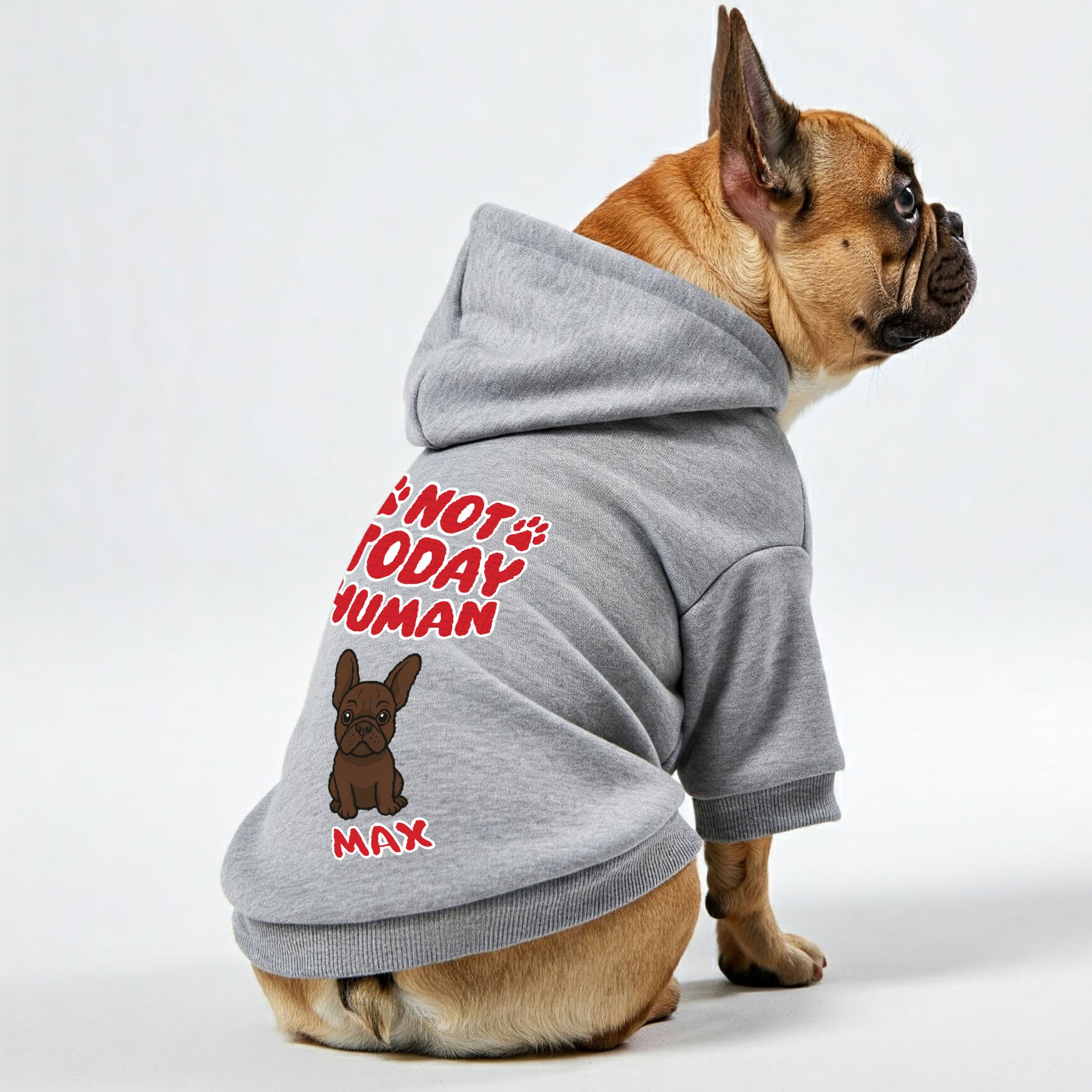 Not French Bulldog Fleece Hoodie for Outdoor Adventures-fadou