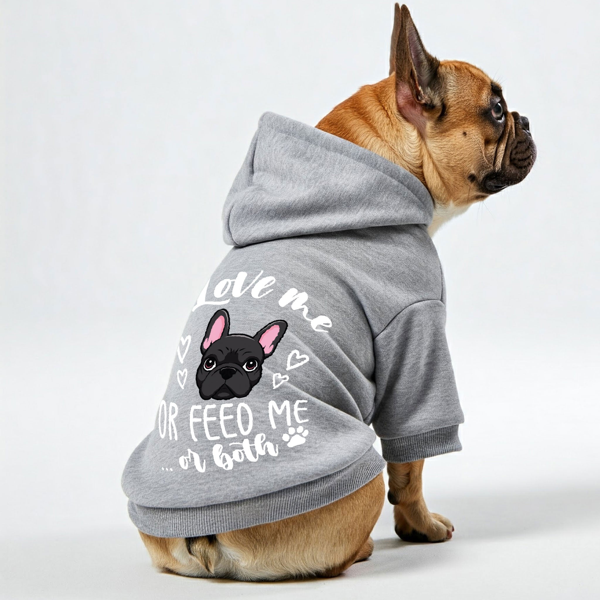 Love French Bulldog Fleece Hoodie for Outdoor Adventures-fadou