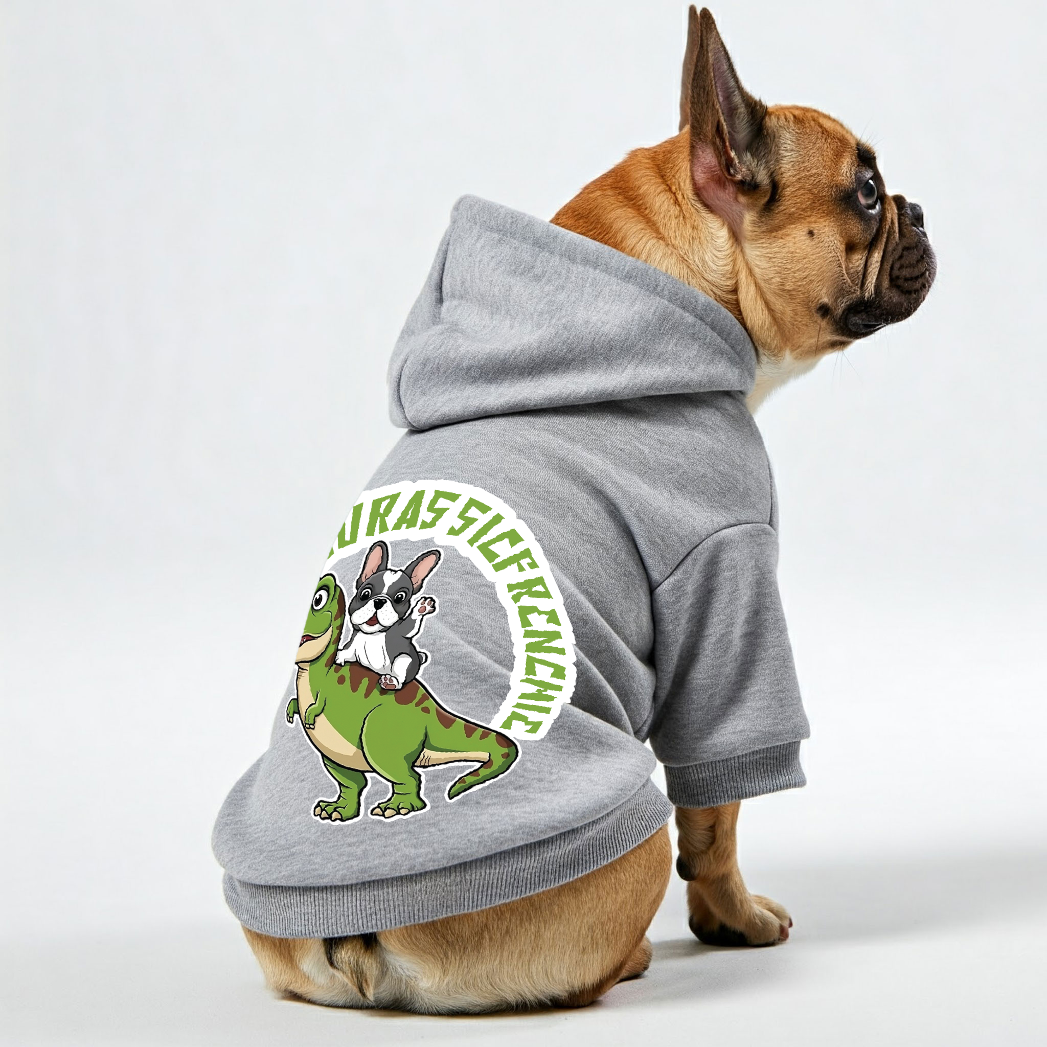 JurassicFrenchie Cozy Dog Hoodie for Outdoor Adventures-fadou