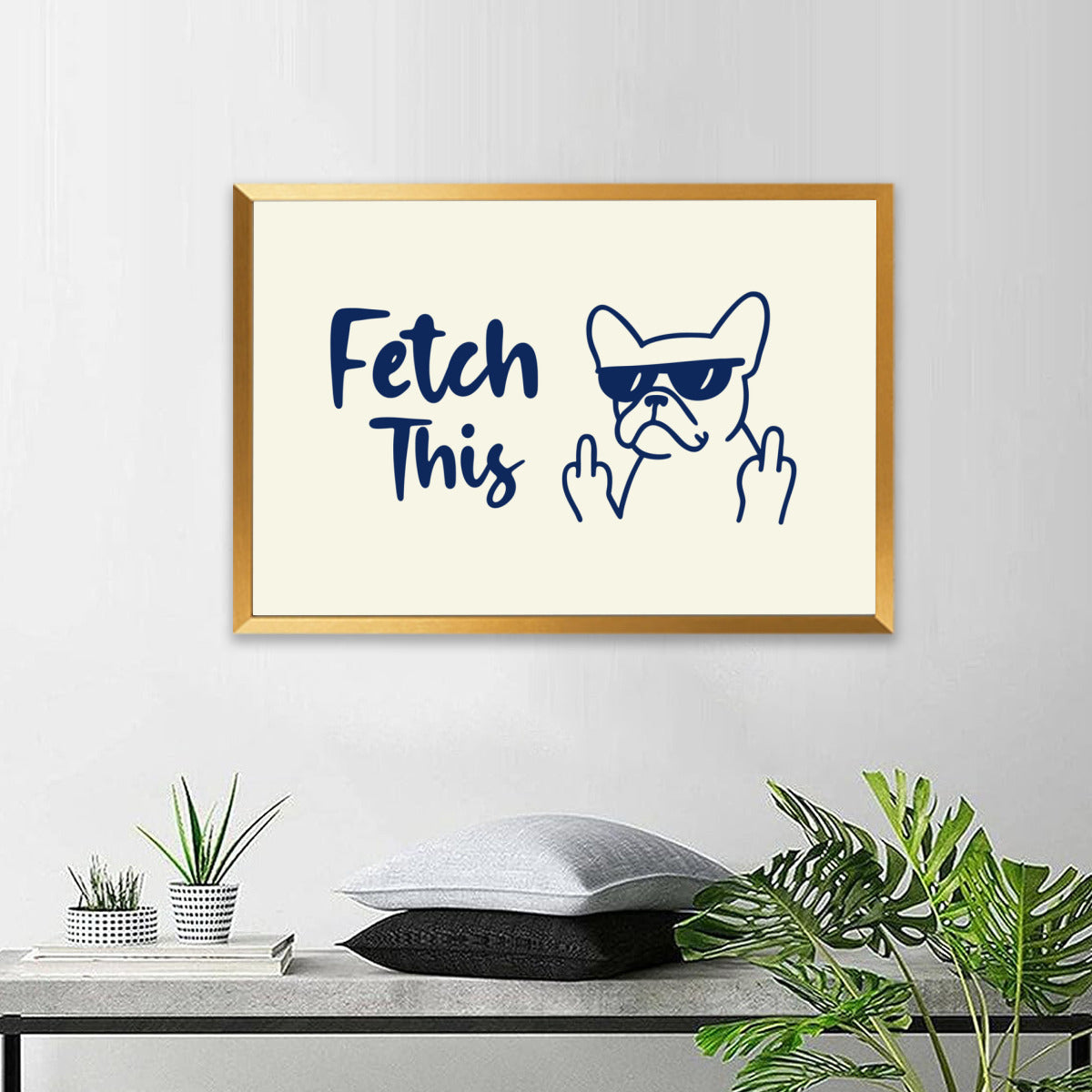 Buttons French Bulldog Canvas Wall Art for Dog Park Days-fadou
