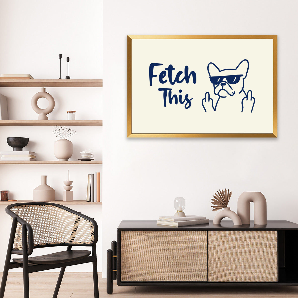 Buttons French Bulldog Canvas Wall Art for Dog Park Days-fadou