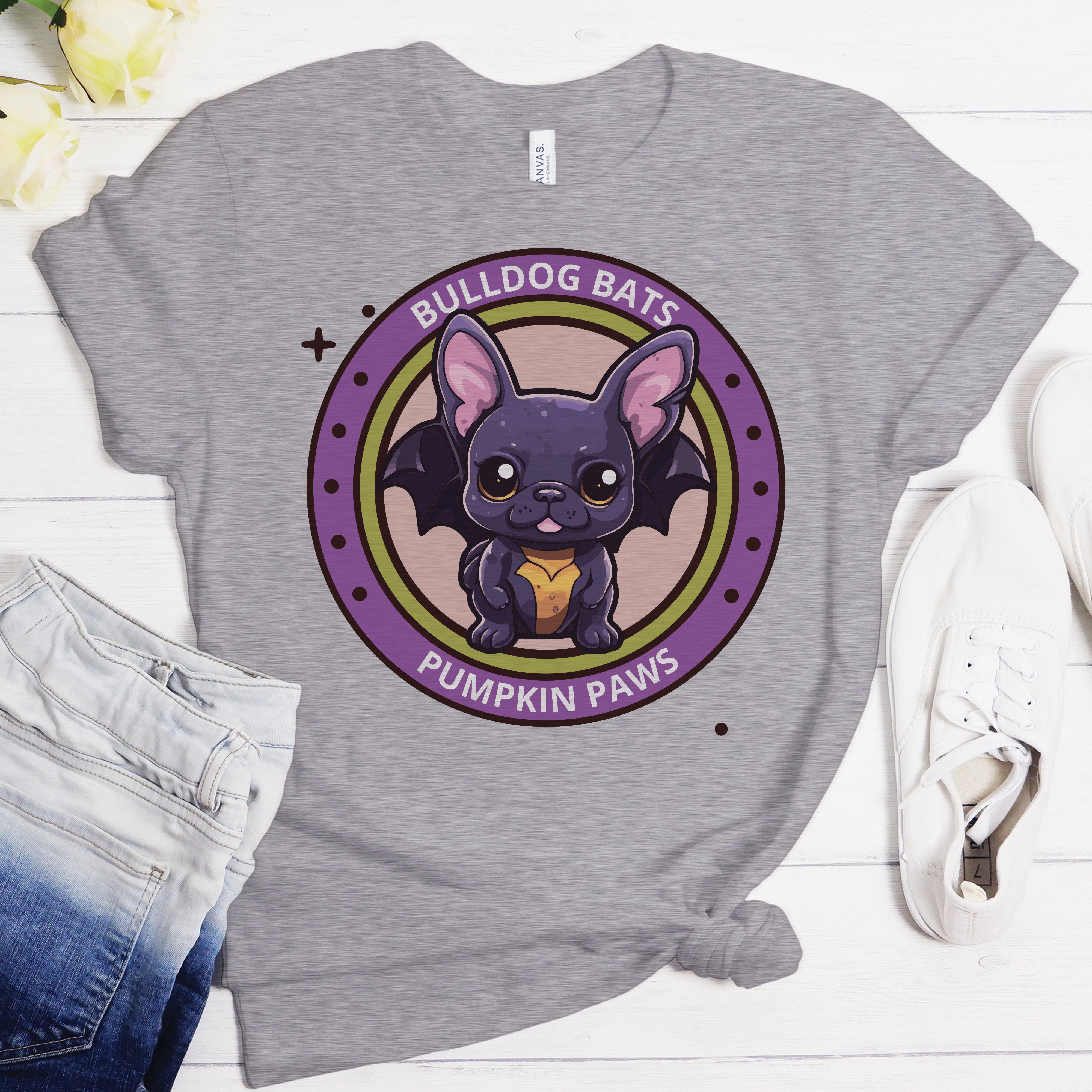 French Bulldog Halloween Cotton T-Shirt for Dog Moms & Dads-fadou
