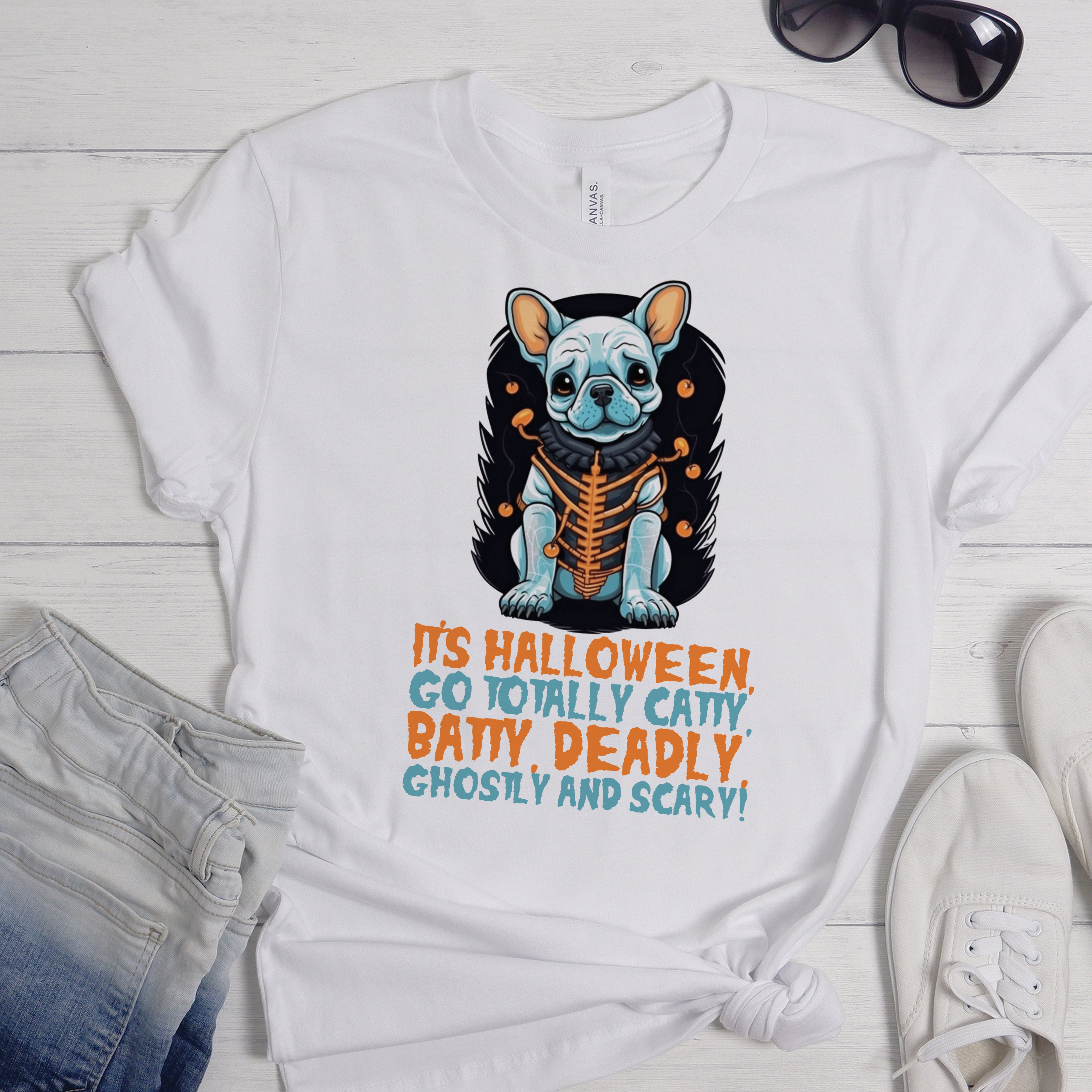 French Bulldog Halloween Cotton T-Shirt for Dog Park Days-fadou