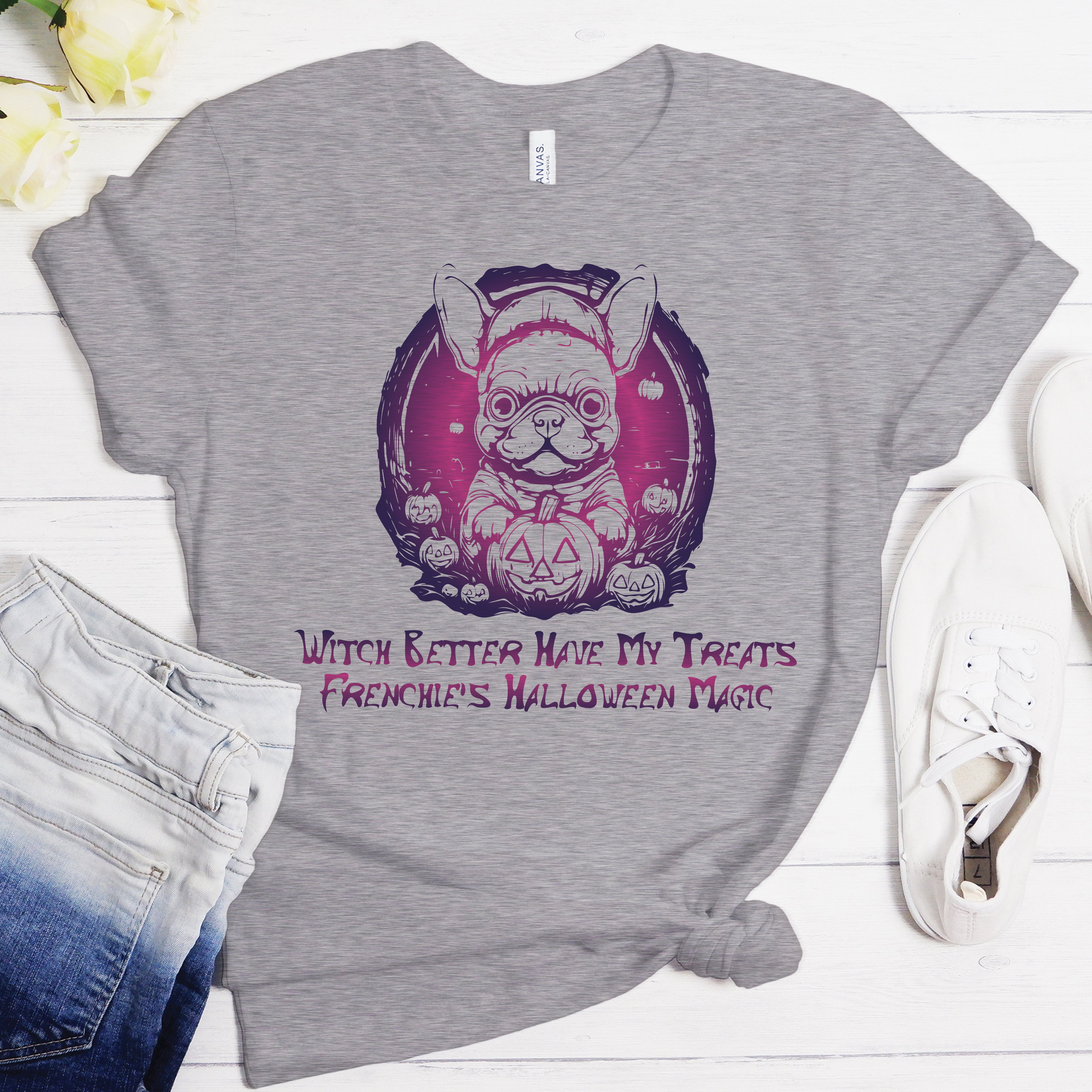 French Bulldog Halloween Graphic Tee for Dog Moms & Dads-fadou