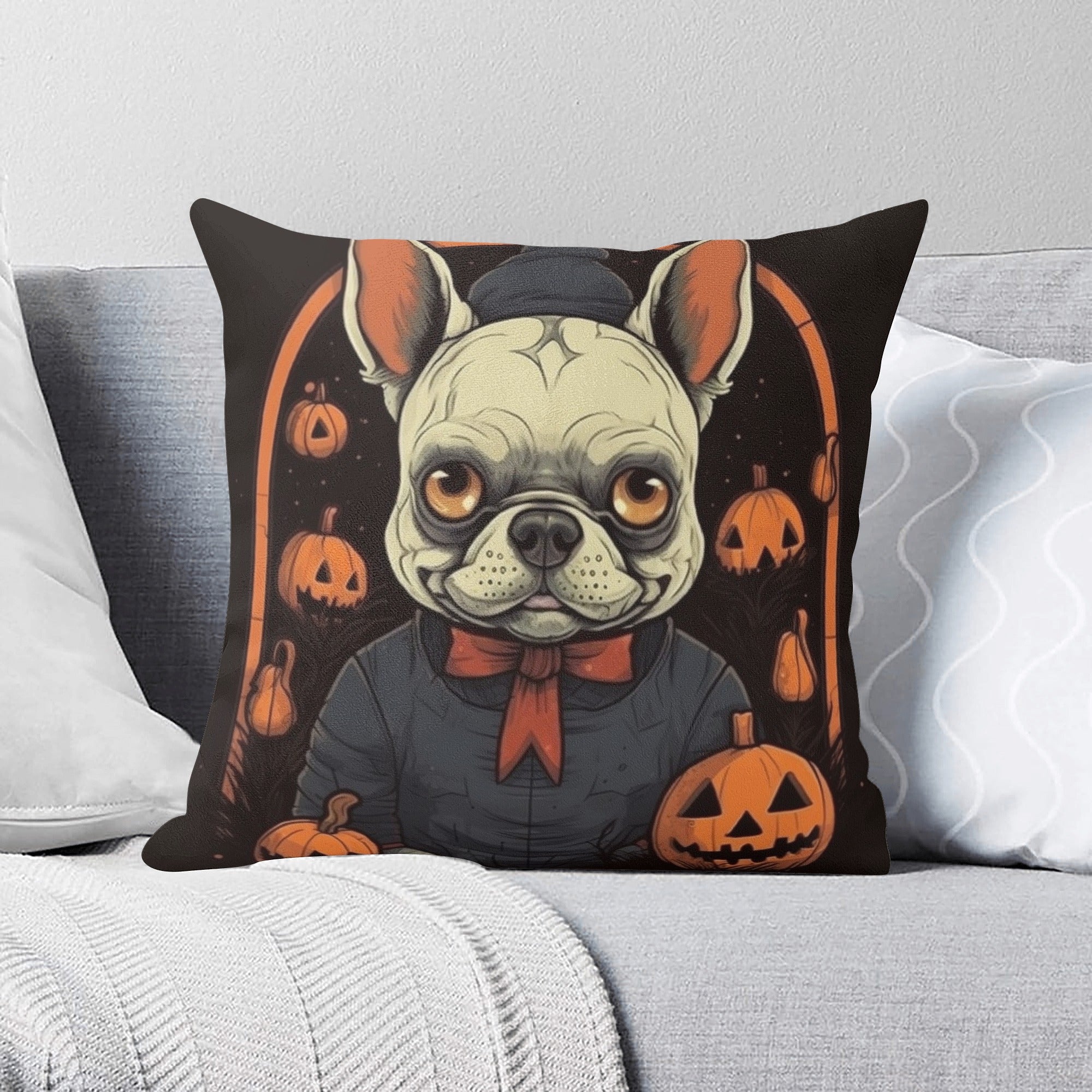 Halloween Halloween Throw Pillow Cover for Frenchie Fans-fadou