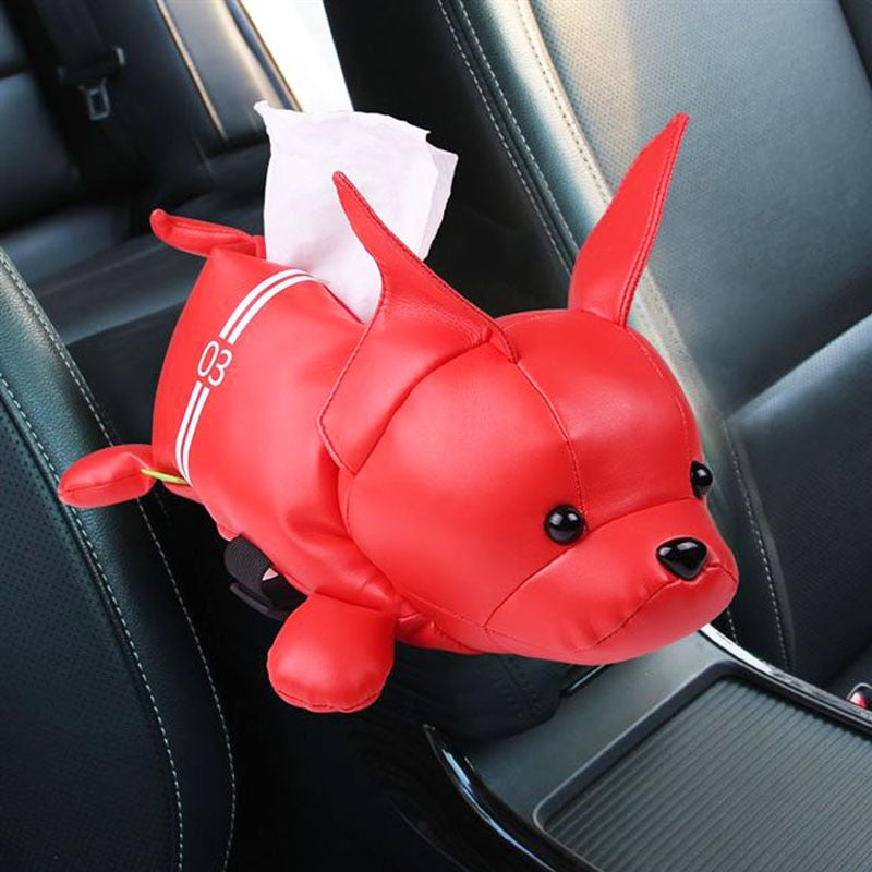 Frenchie Cartoon Style Car Armrest Tissue Box - for Dog Lovers and-fadou