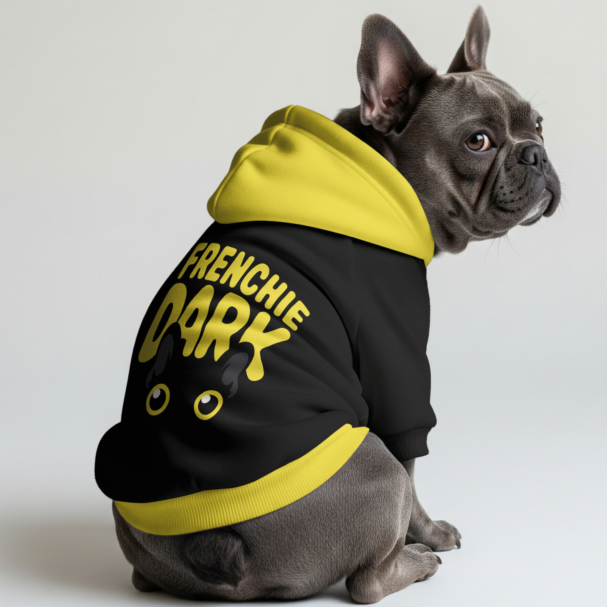 DARK French Bulldog Fleece Hoodie for Outdoor Adventures-fadou