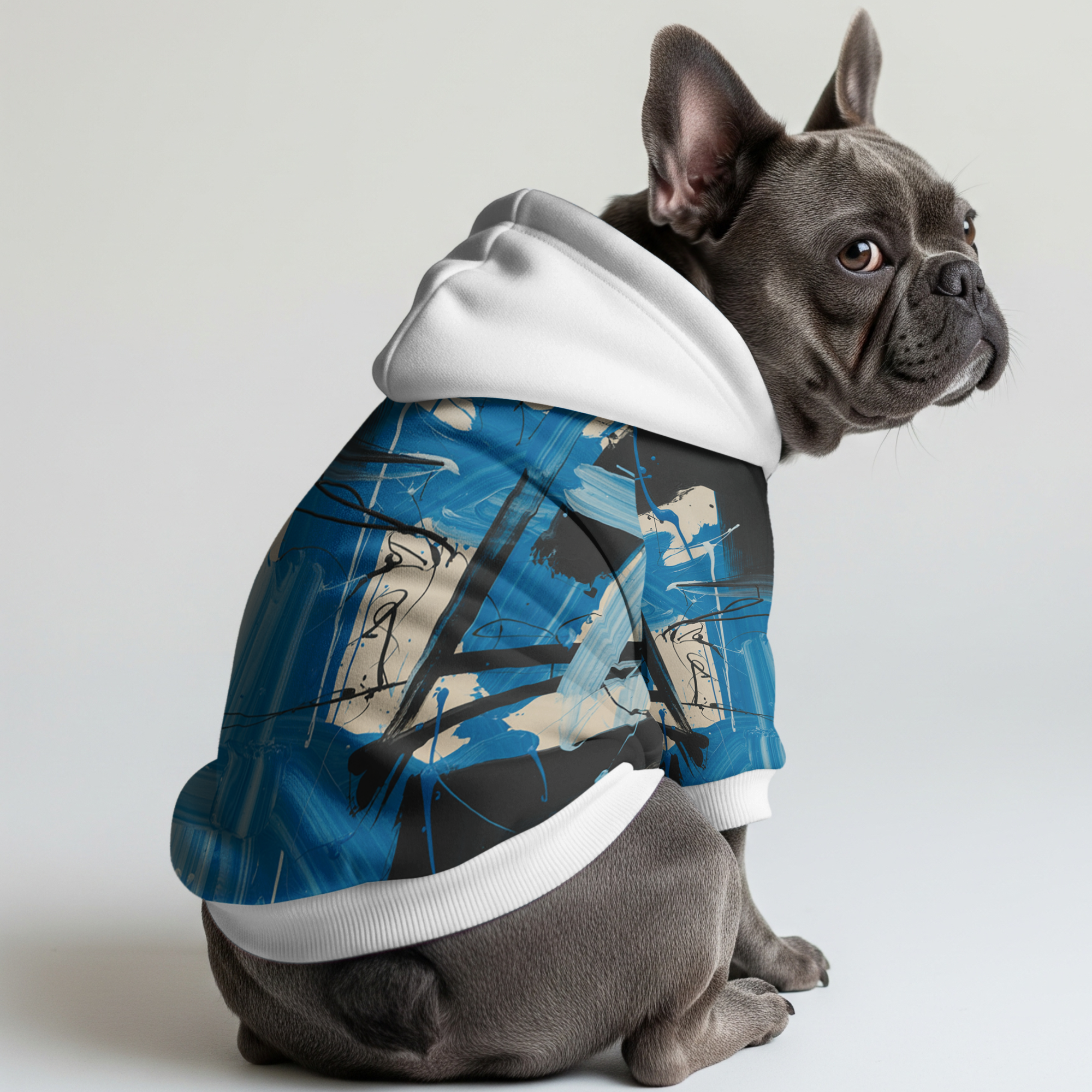 Avi French Bulldog Fleece Hoodie for Outdoor Adventures-fadou