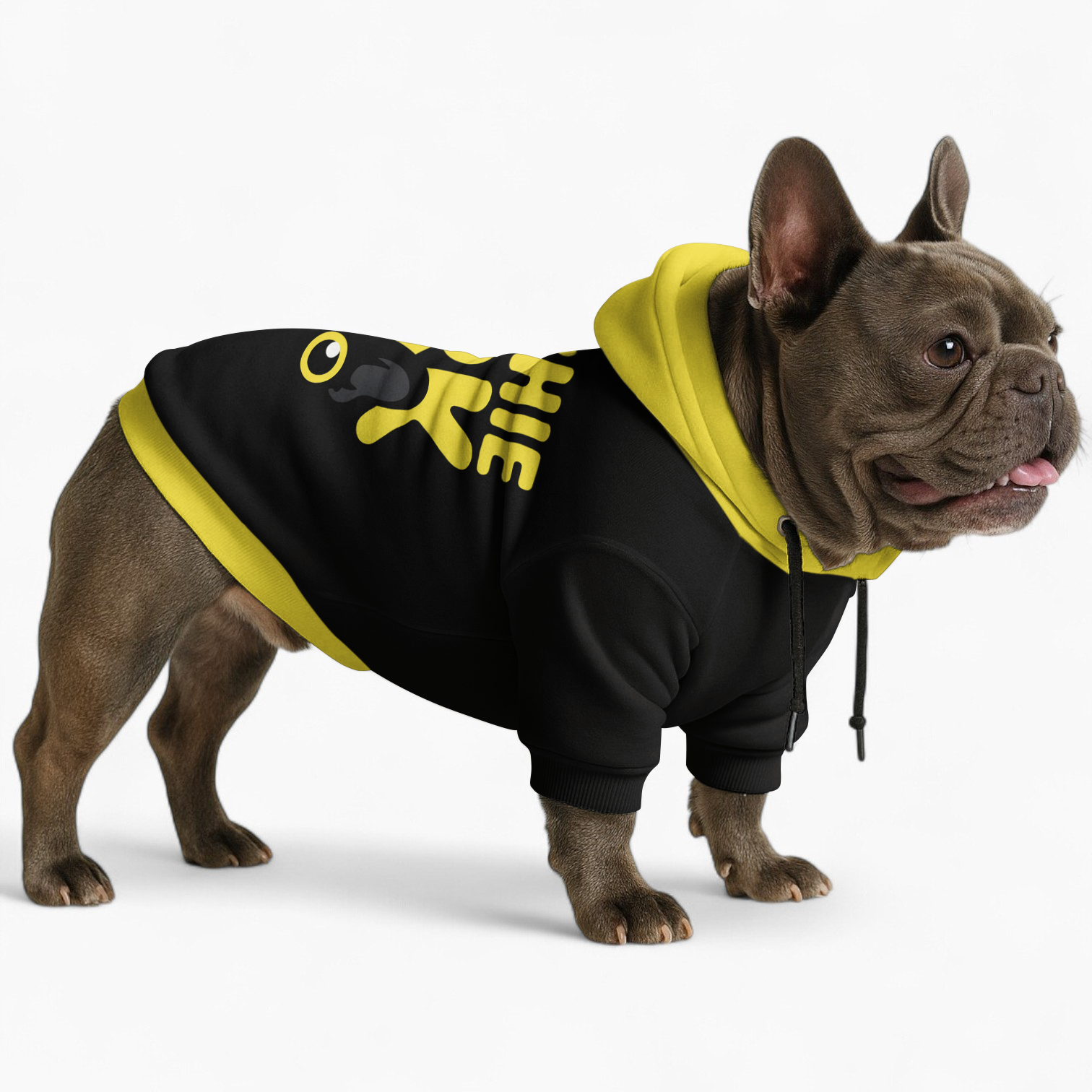 DARK French Bulldog Fleece Hoodie for Outdoor Adventures-fadou