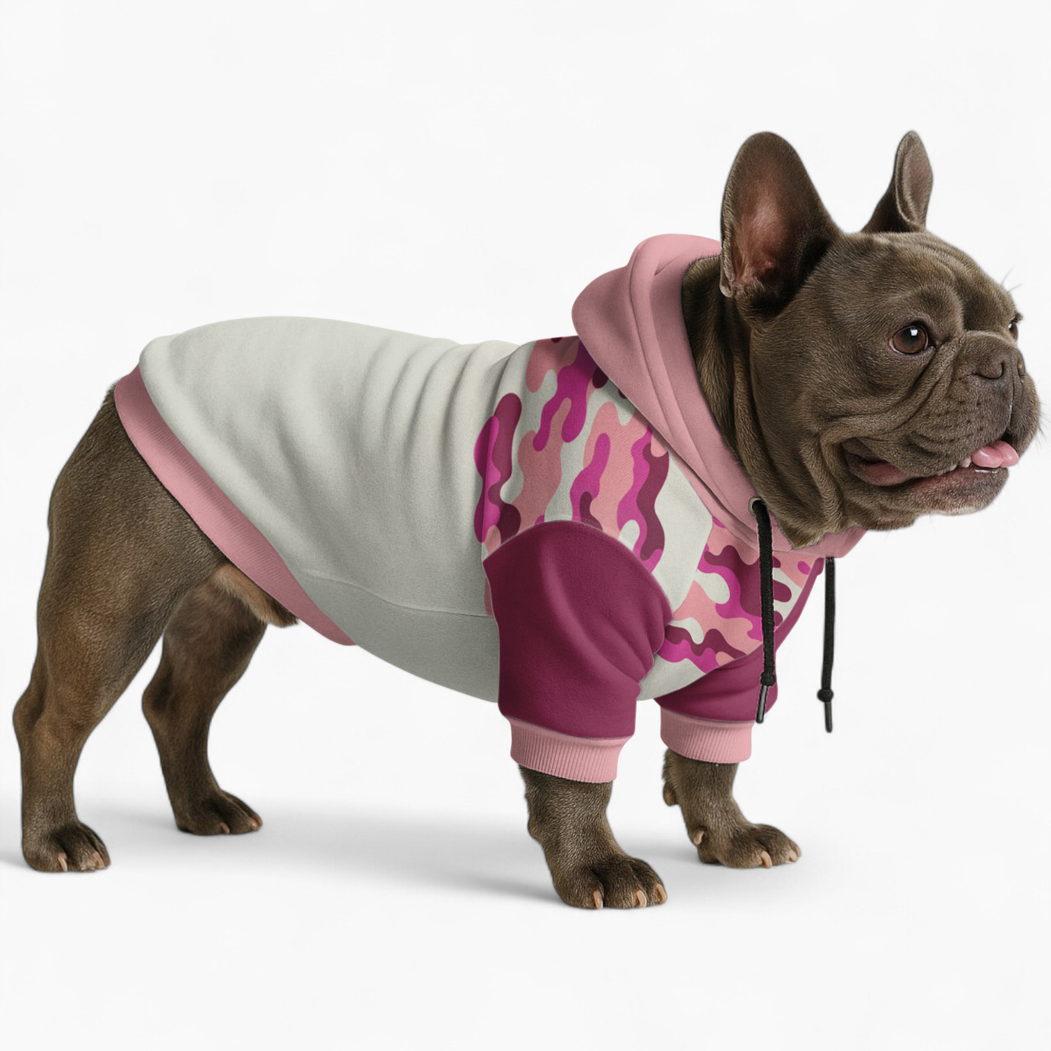 Duke French Bulldog Fleece Hoodie for Outdoor Adventures-fadou