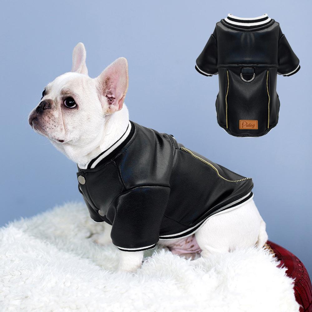 French Bulldog Leather Warm Outerwear for Travel Comfort-fadou