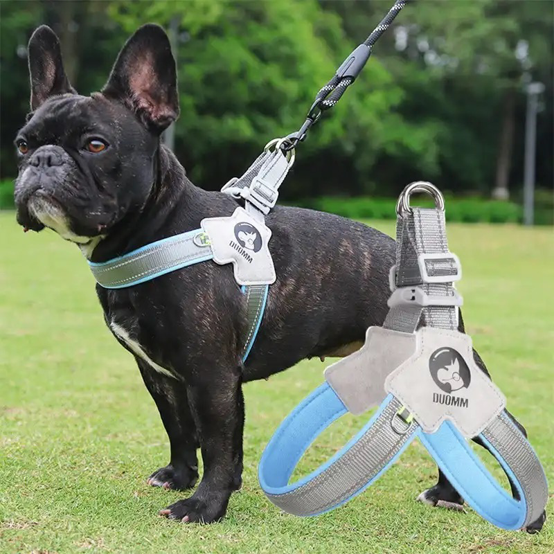 French Bulldog Reflective No-Pull Vest for Flat-Face Breeds-fadou