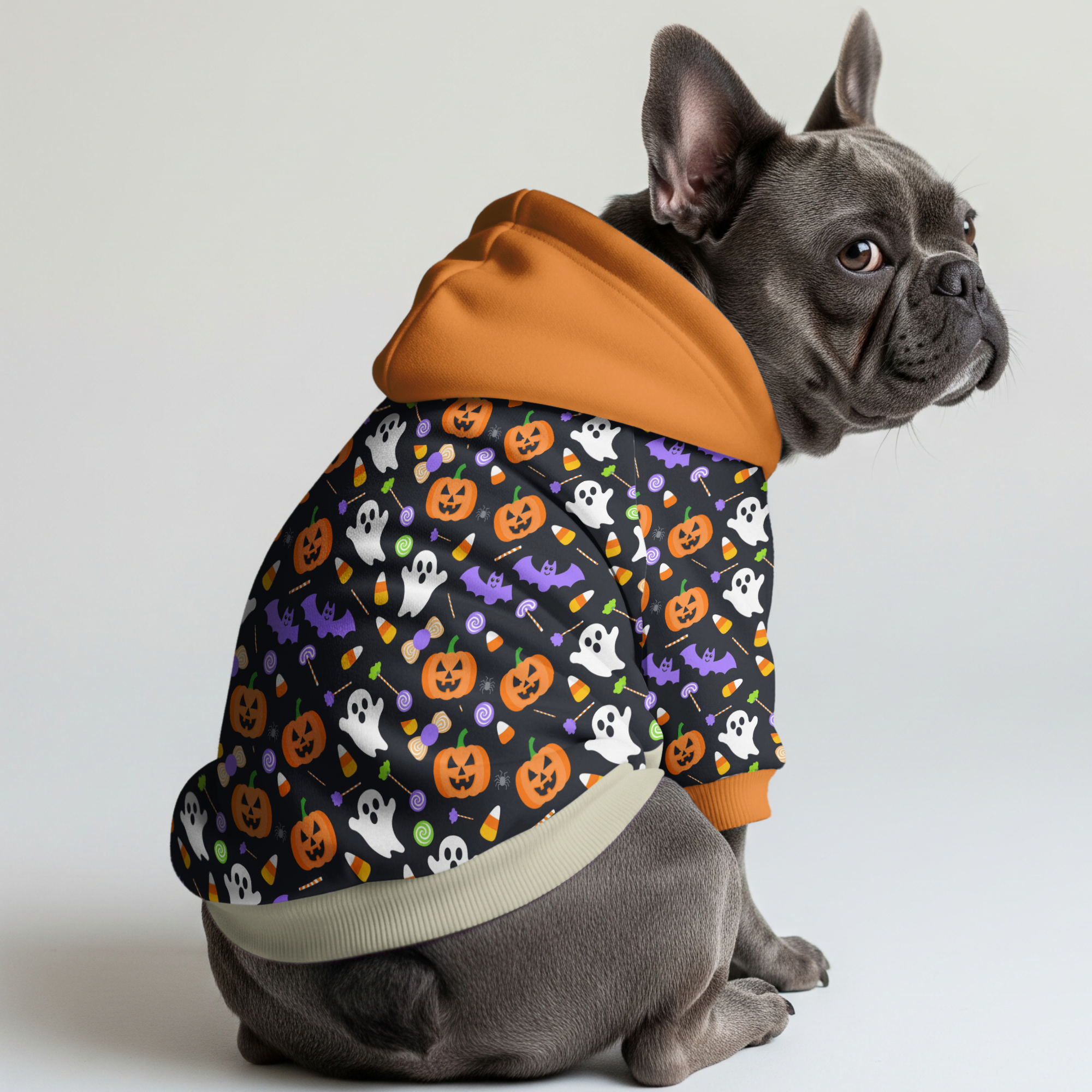 Lily French Bulldog Fleece Hoodie for Outdoor Adventures-fadou