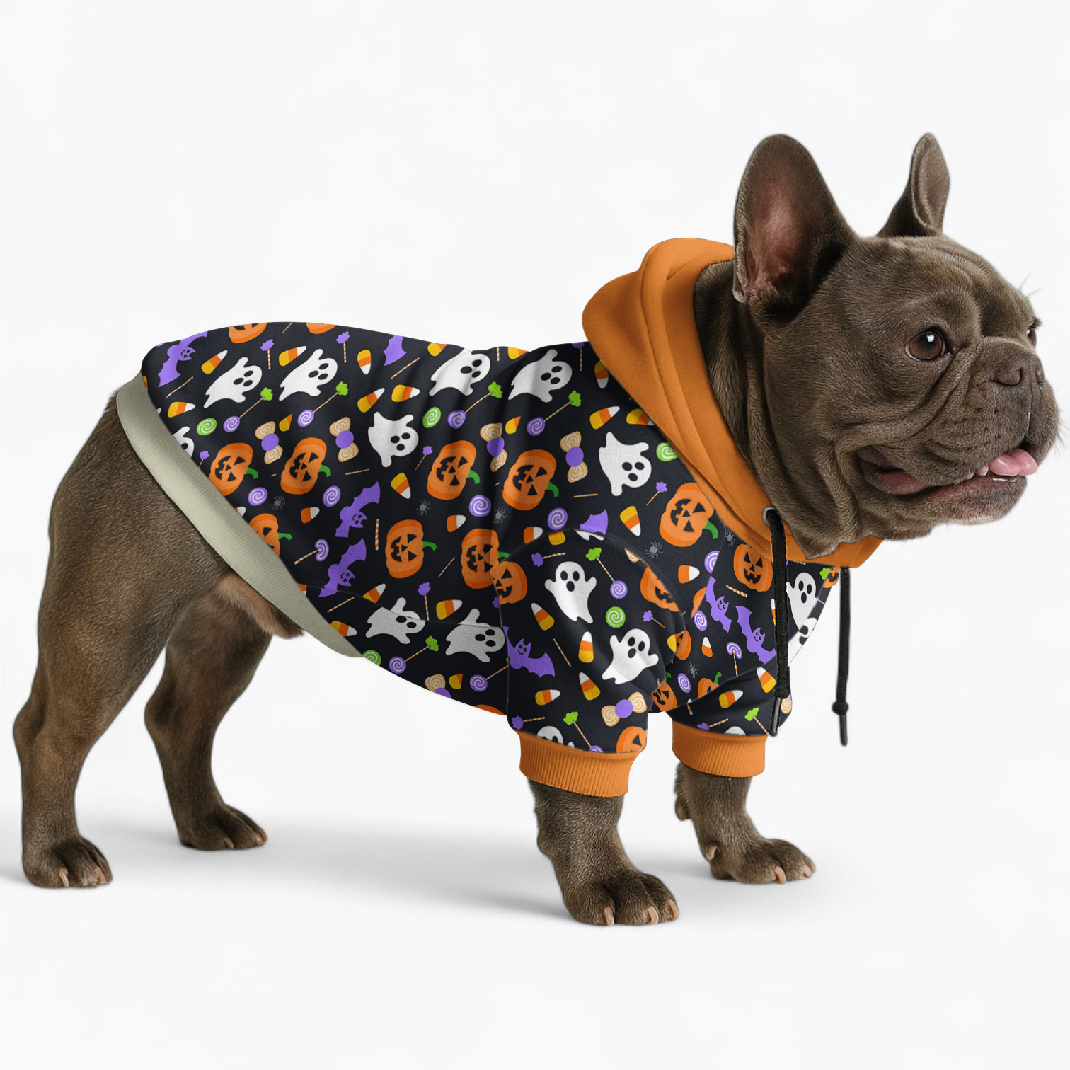 Lily French Bulldog Fleece Hoodie for Outdoor Adventures-fadou