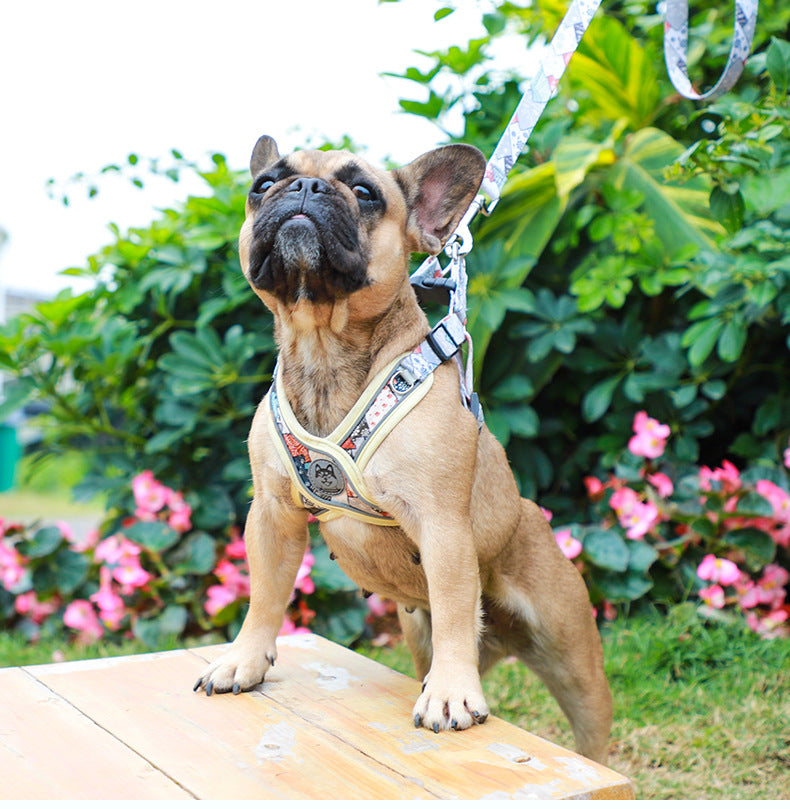 Frenchie Adjustable Chest Harness for Outdoor Adventures-fadou