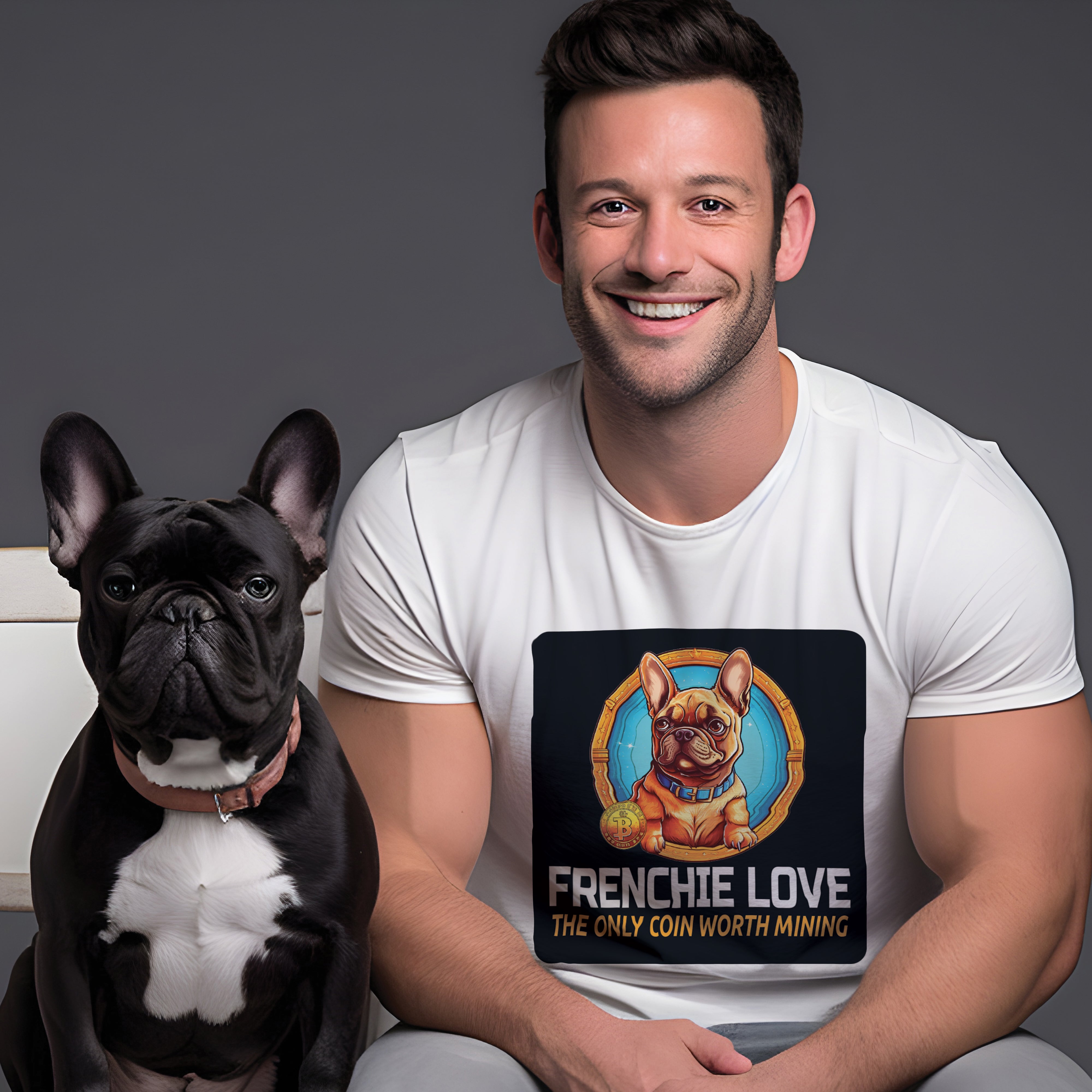 Bitcoin French Bulldog Dog Lover Tee for Dog Moms & Dads-fadou