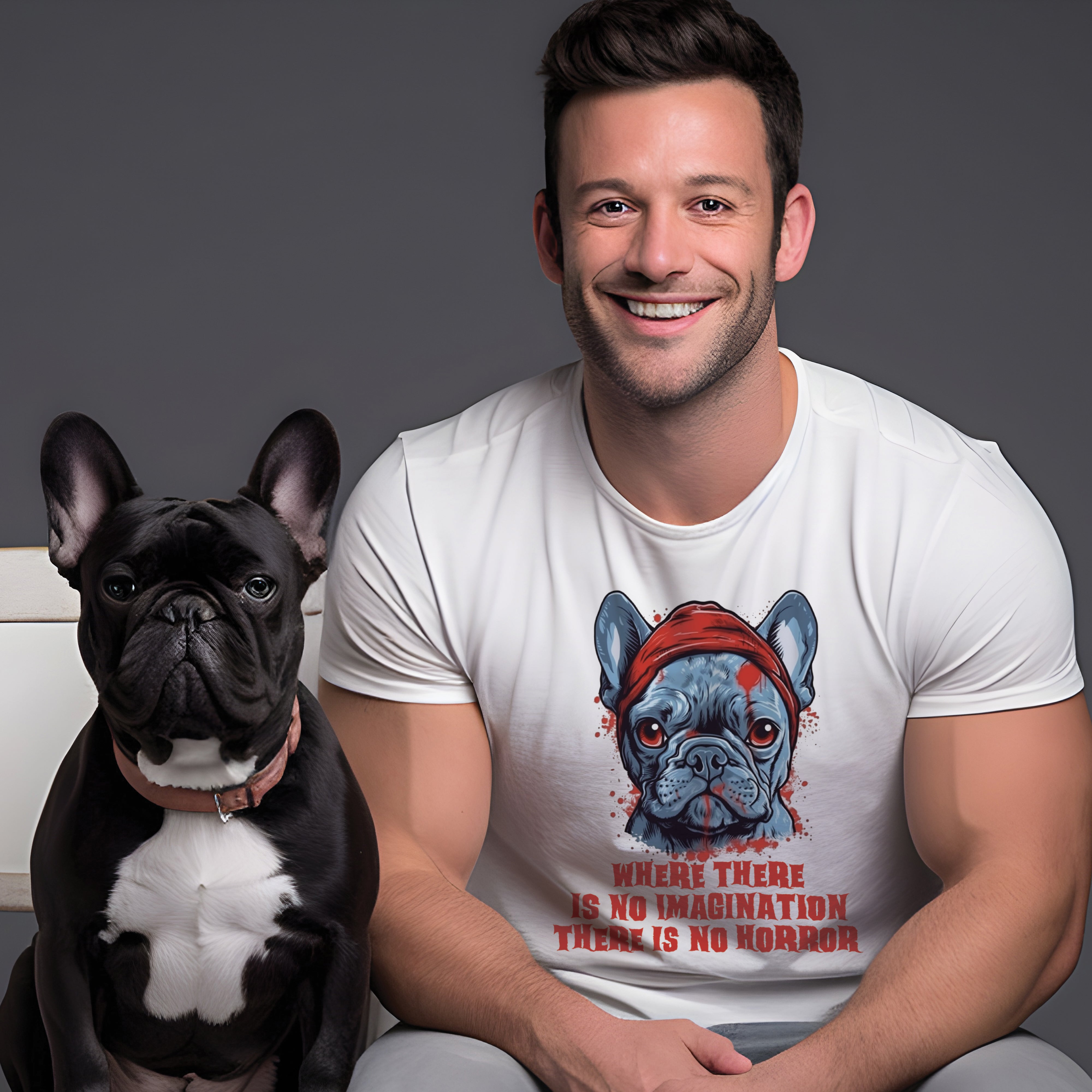 Spooky French Bulldog Cotton T-Shirt for Bulldog Owners-fadou