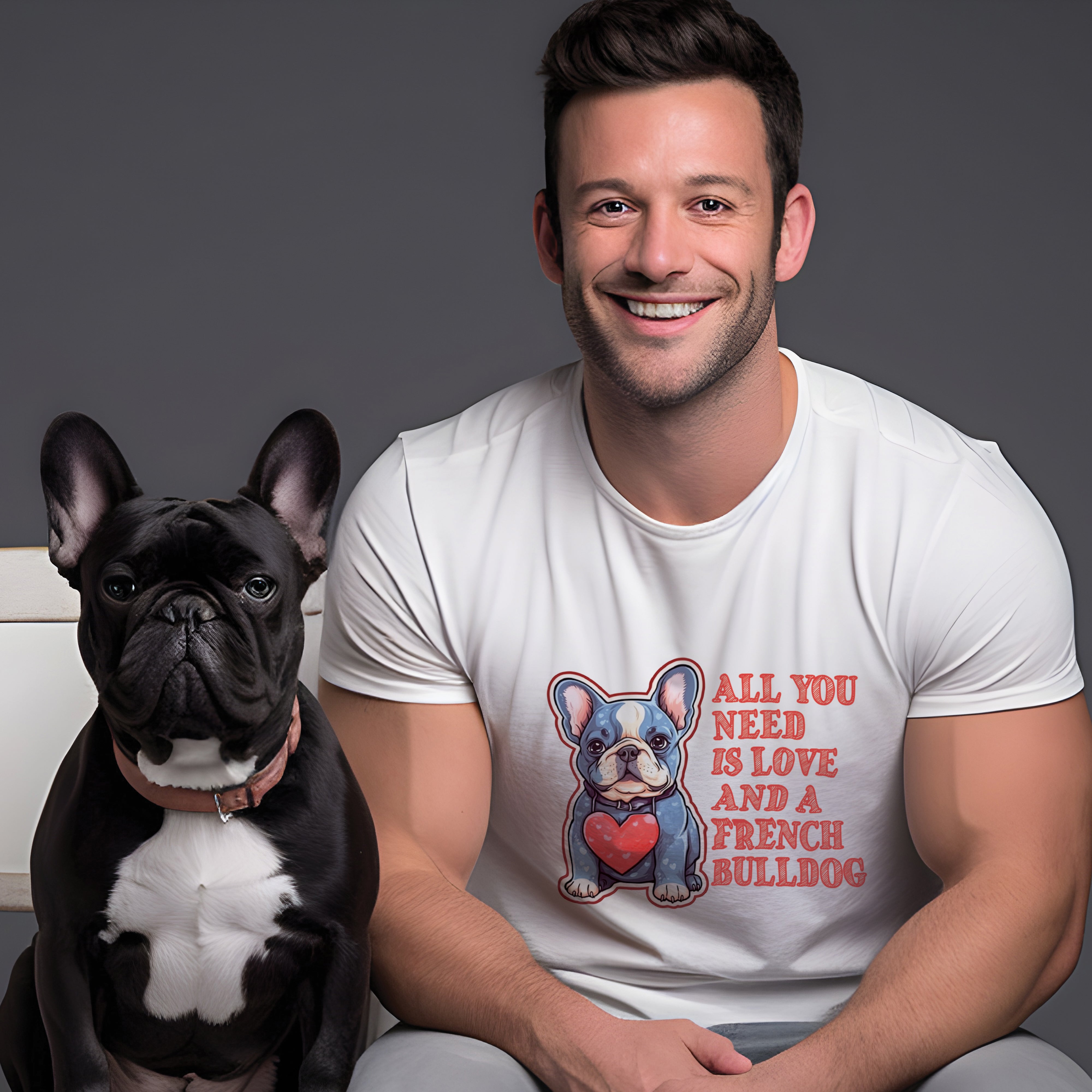 Fashion French Bulldog Cotton T-Shirt for Everyday Wear-fadou