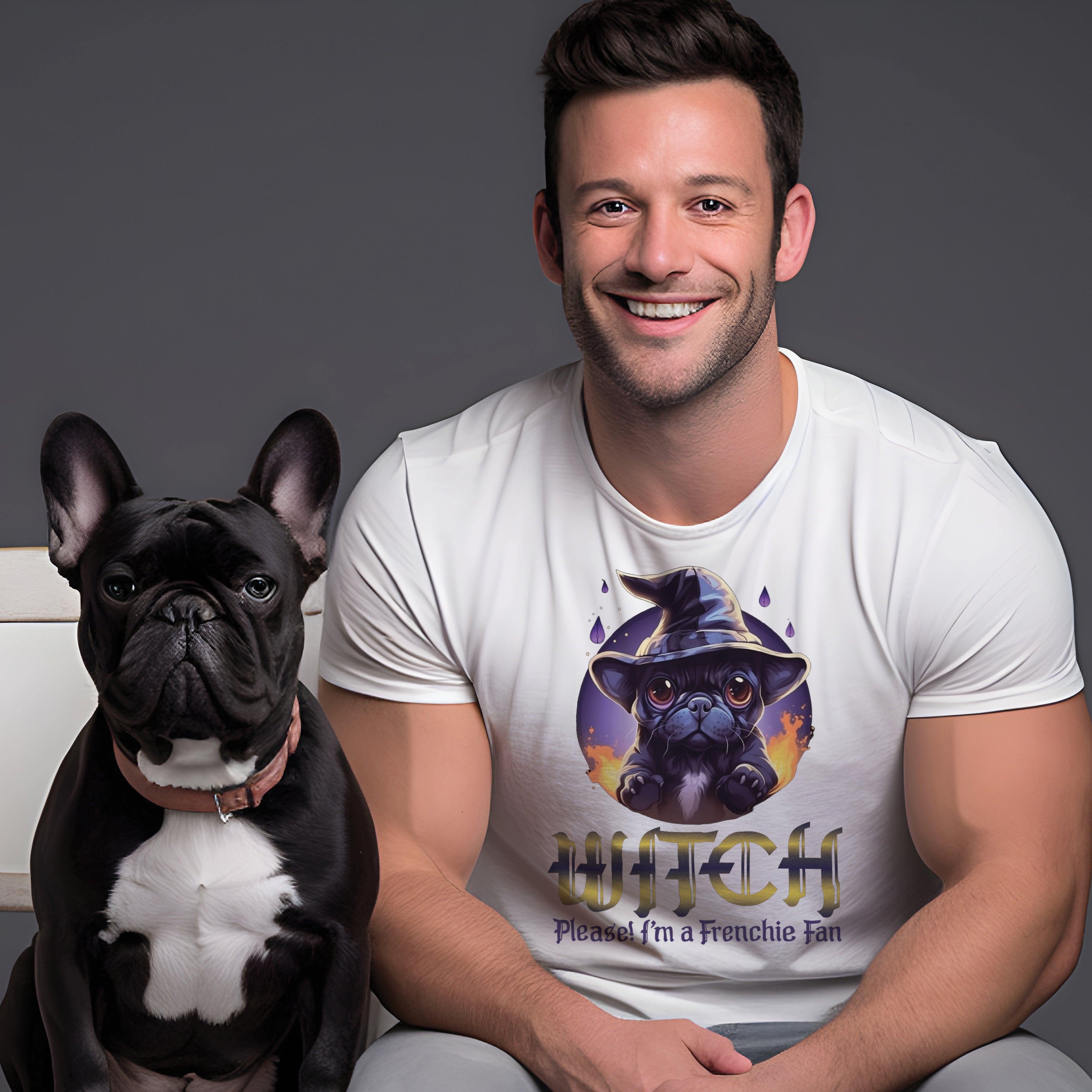 French Bulldog Witch - Unisex T-Shirt for Bulldog Owners-fadou