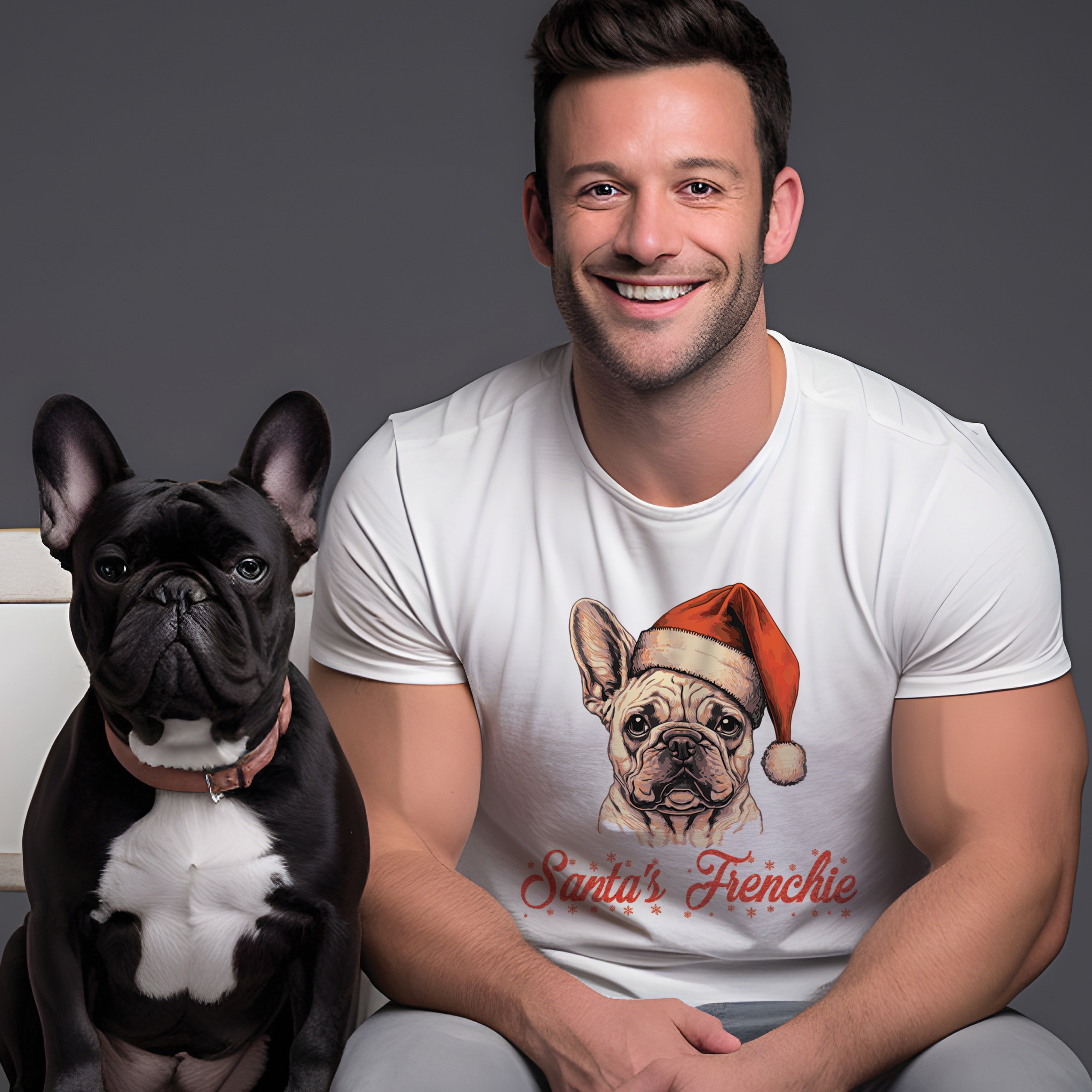 Santa's Frenchie - Unisex T-Shirt for Dog Lovers and Owners-fadou