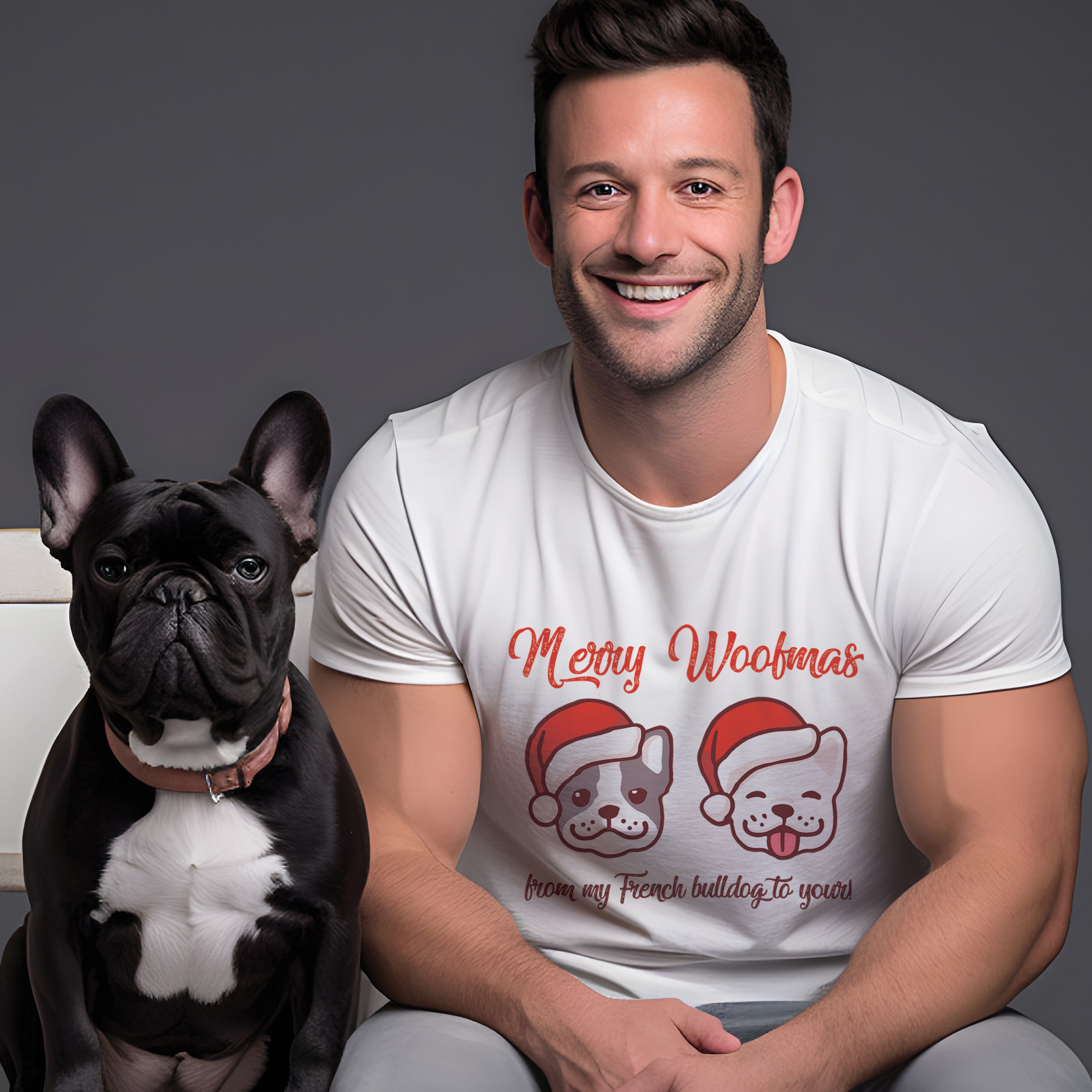 French Bulldog Christmas Cotton T-Shirt for Bulldog Owners-fadou