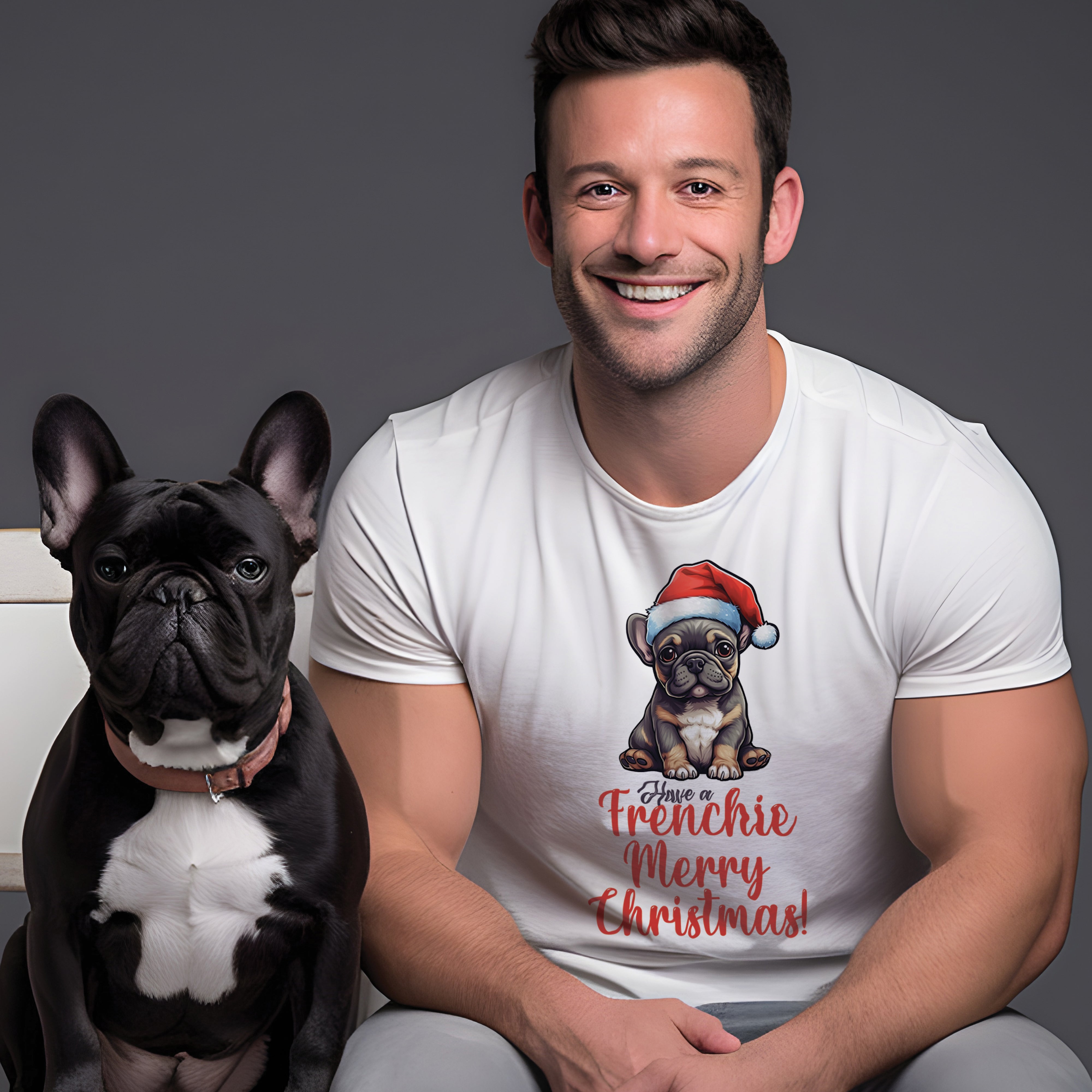 Frenchie Christmas Graphic Tee for Frenchie Enthusiasts-fadou