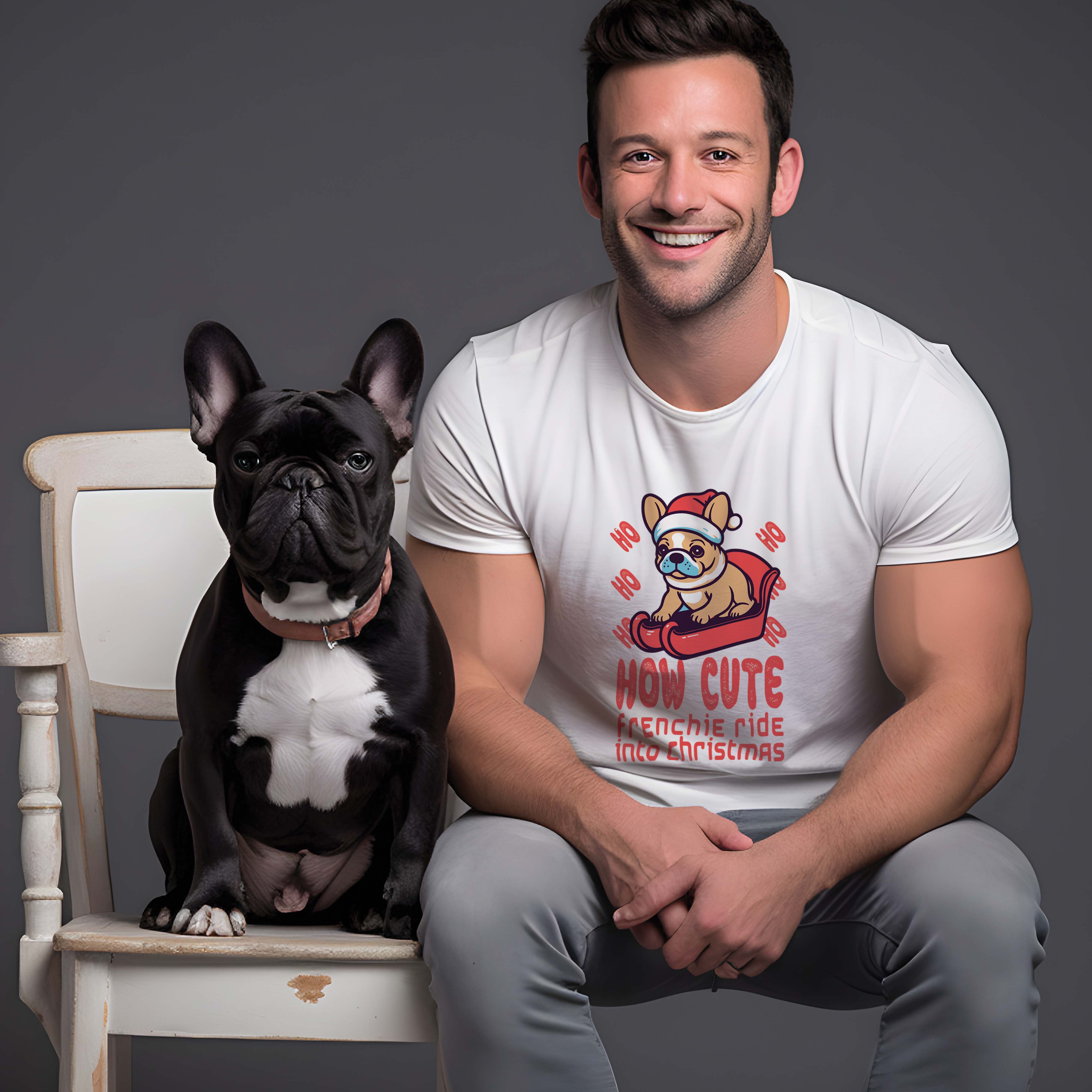 French Bulldog Christmas Cotton T-Shirt for Dog Park Days-fadou