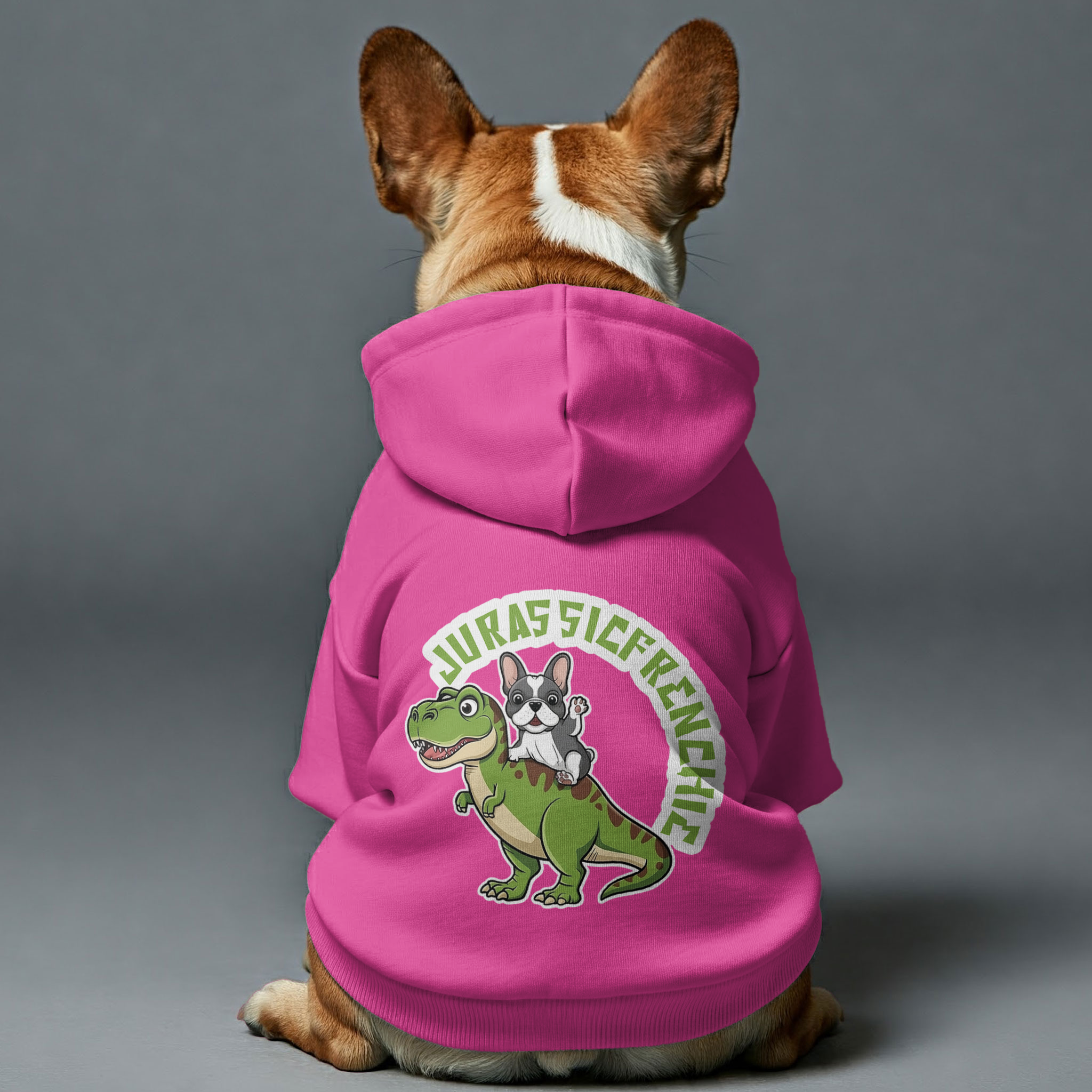 JurassicFrenchie Cozy Dog Hoodie for Outdoor Adventures-fadou