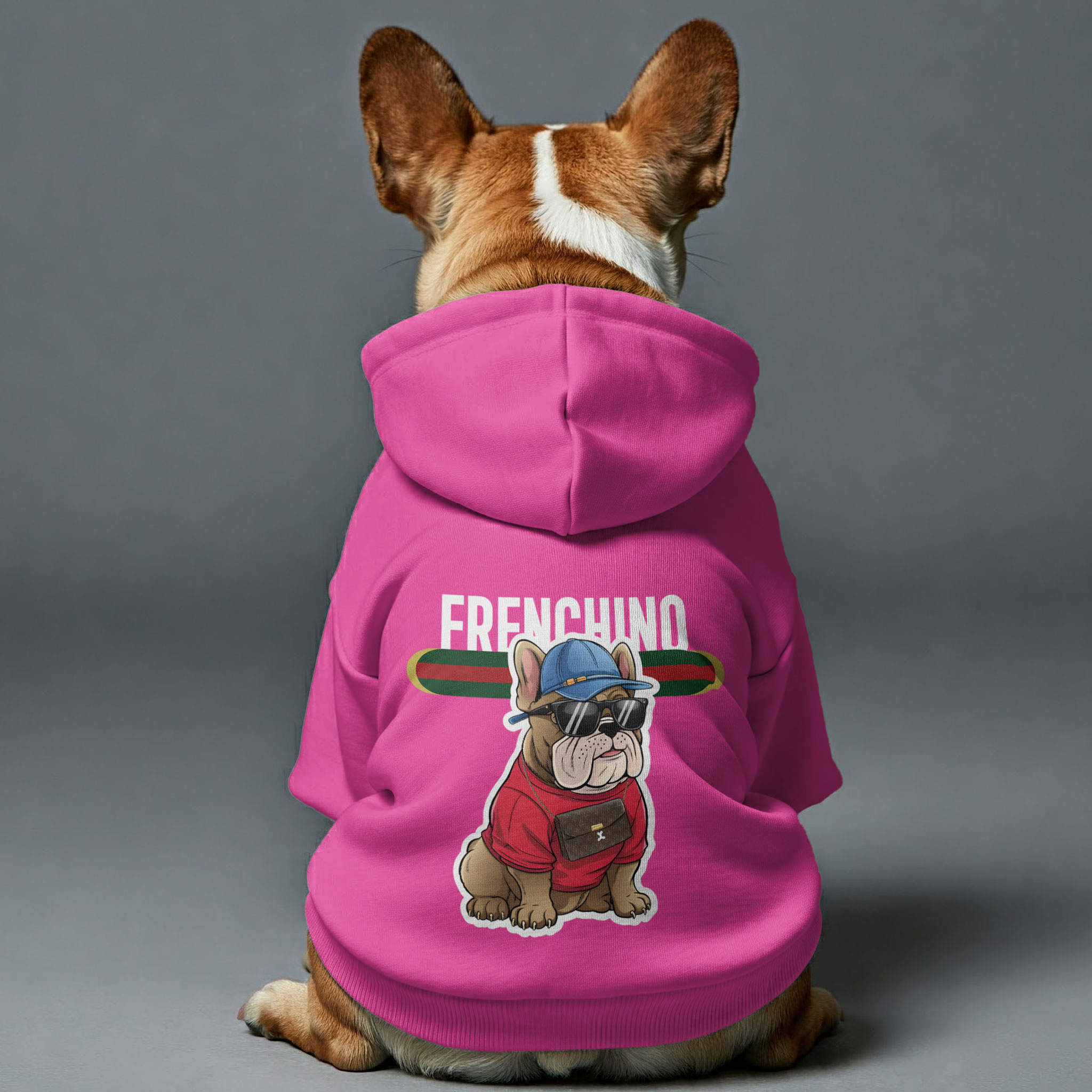 Frenchie Personalized Fleece Hoodie for Flat-Face Breeds-fadou