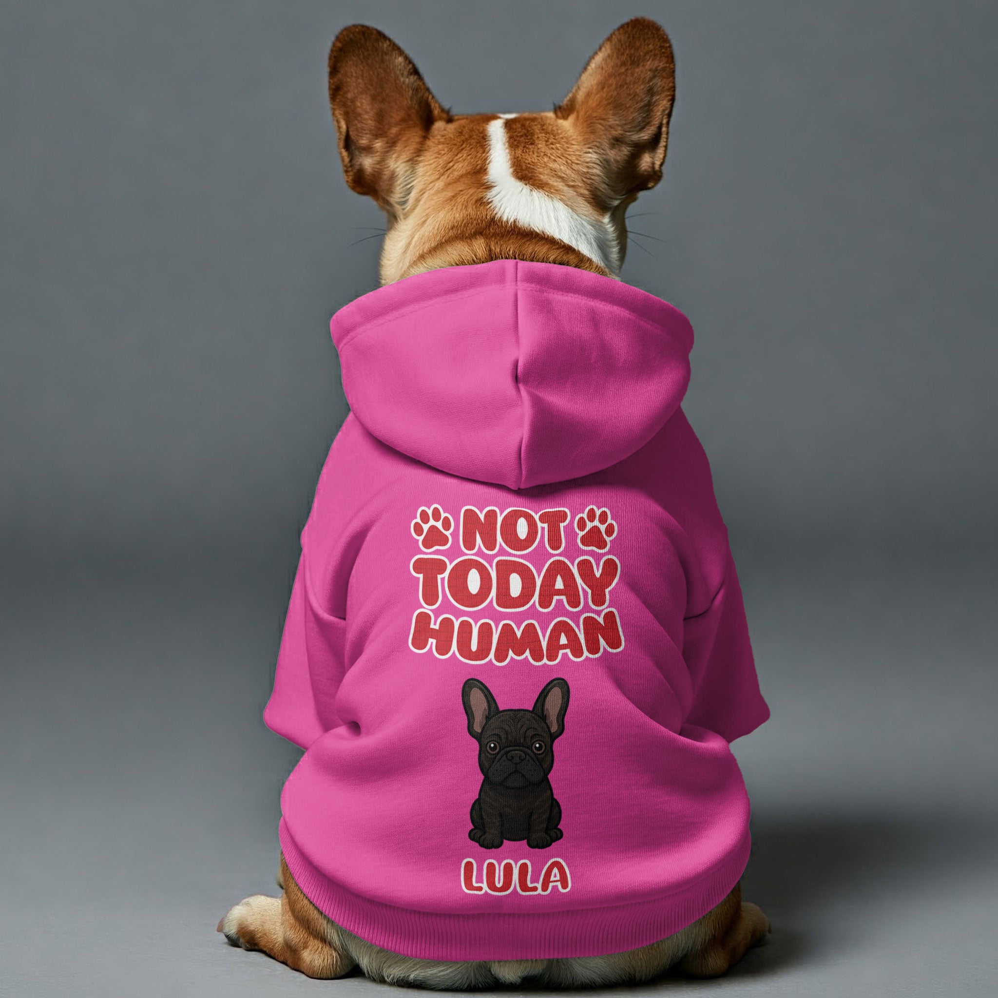 Not French Bulldog Fleece Hoodie for Outdoor Adventures-fadou