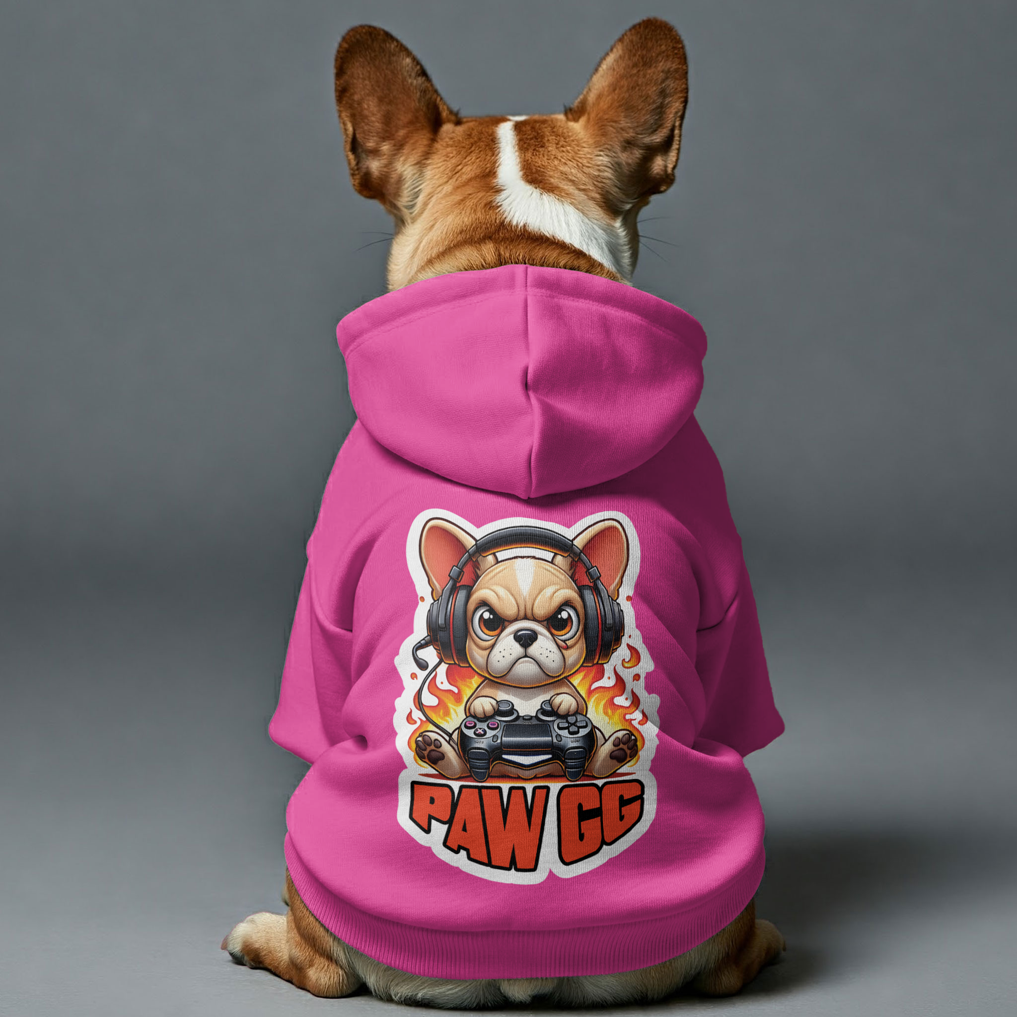 Paw French Bulldog Fleece Hoodie for Brachycephalic Dogs-fadou