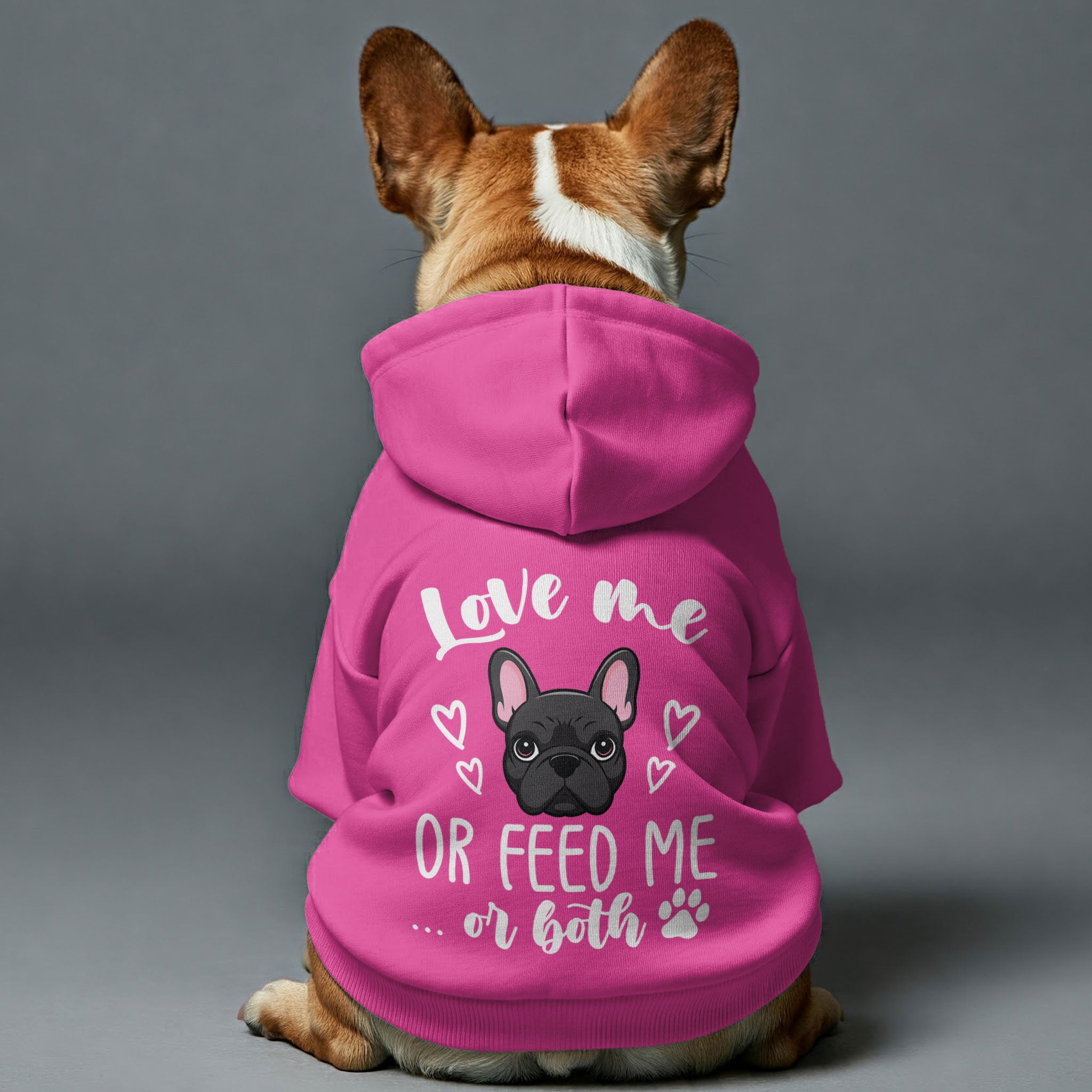 Love French Bulldog Fleece Hoodie for Outdoor Adventures-fadou