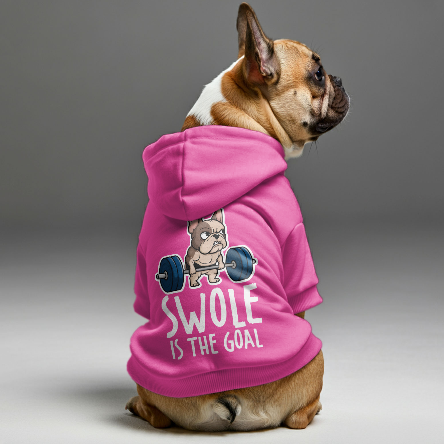 Swole French Bulldog Fleece Hoodie for Brachycephalic Dogs-fadou