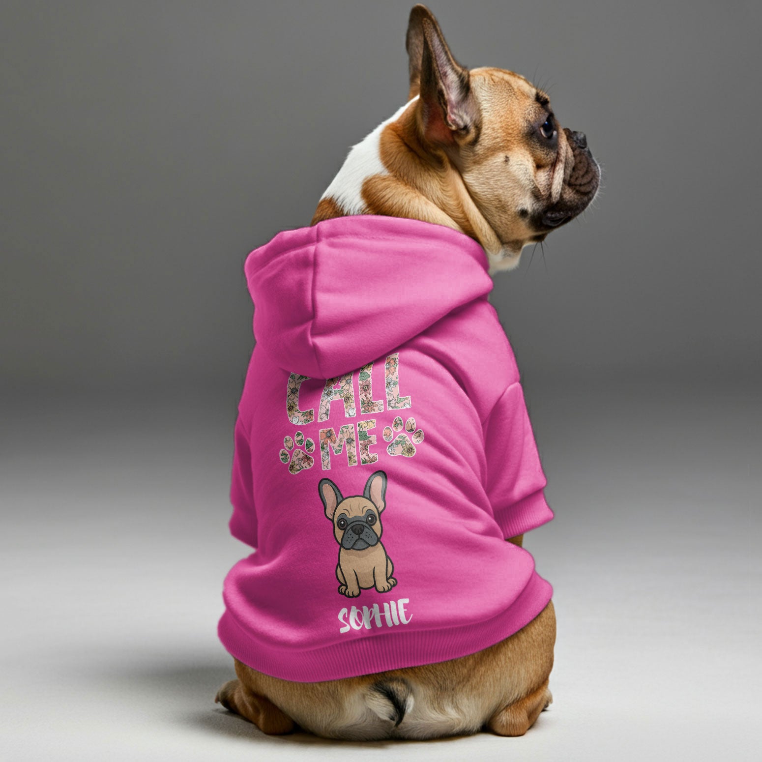 Frenchie Personalized Fleece Hoodie for Brachycephalic Dogs-fadou