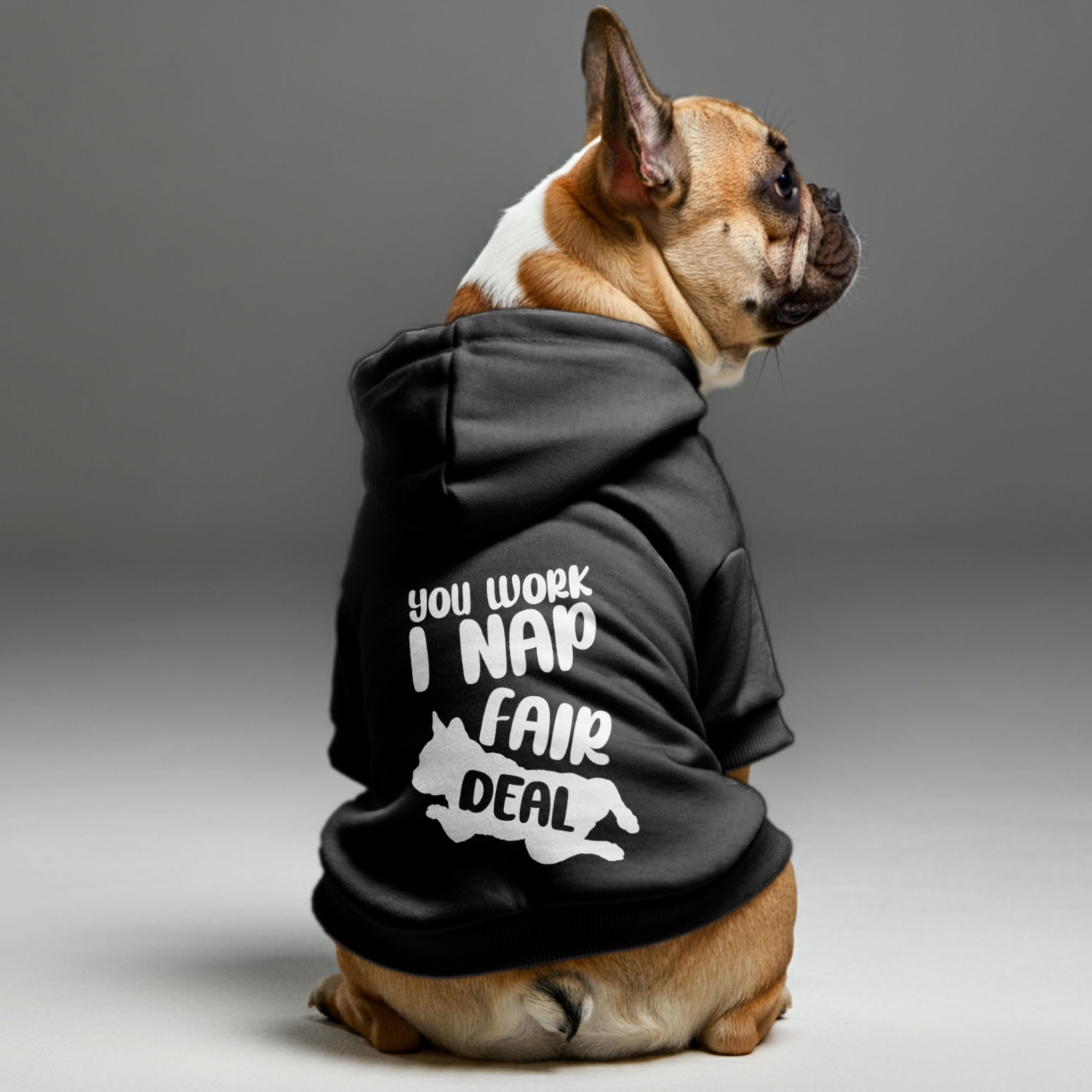 You French Bulldog Fleece Hoodie for Brachycephalic Dogs-fadou