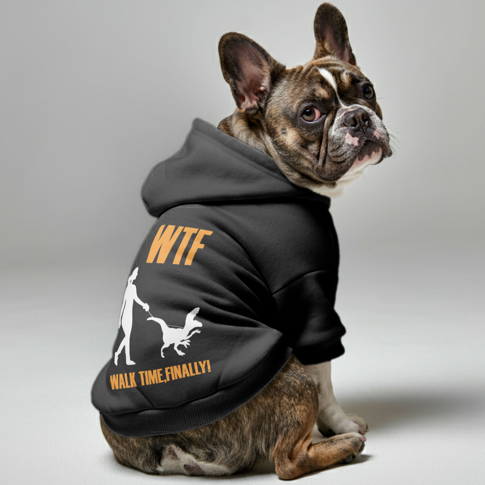 Walk French Bulldog Fleece Hoodie for Outdoor Adventures-fadou