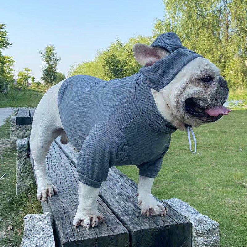 French Bulldog Waffle Sweater with Hat – Stretchy for French Bulldogs-fadou